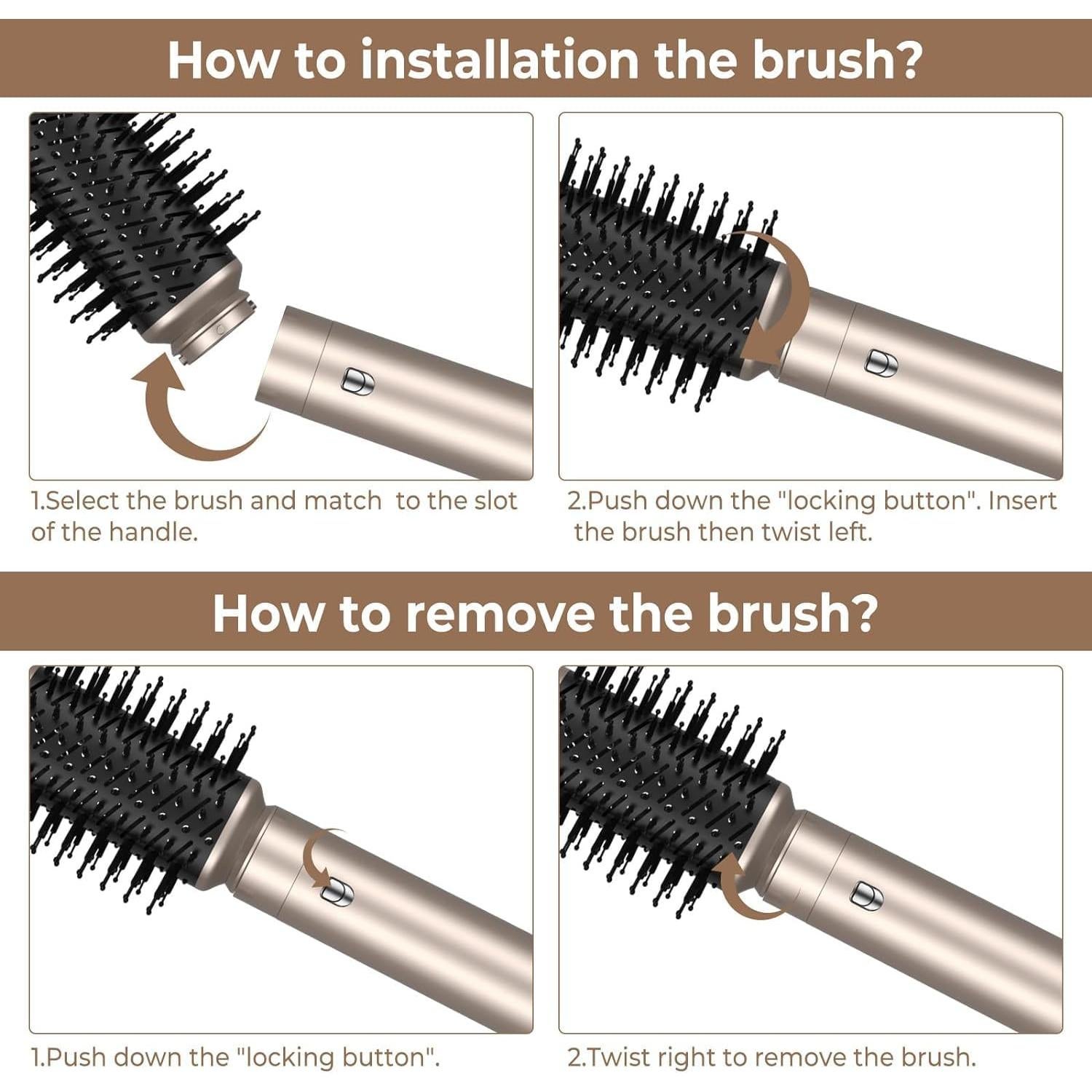 Cepillo Secador de Cabello 6 en 1 Yitrust 1000W Iónico Dorado