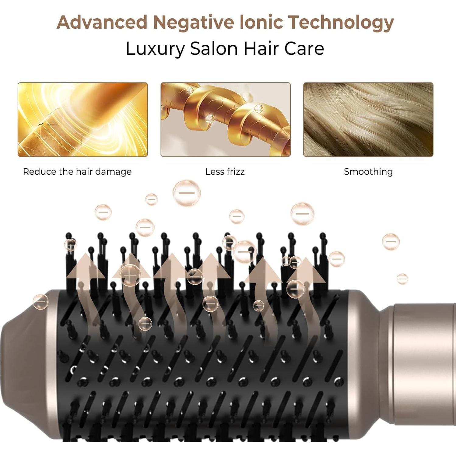 Cepillo Secador de Cabello 6 en 1 Yitrust 1000W Iónico Dorado