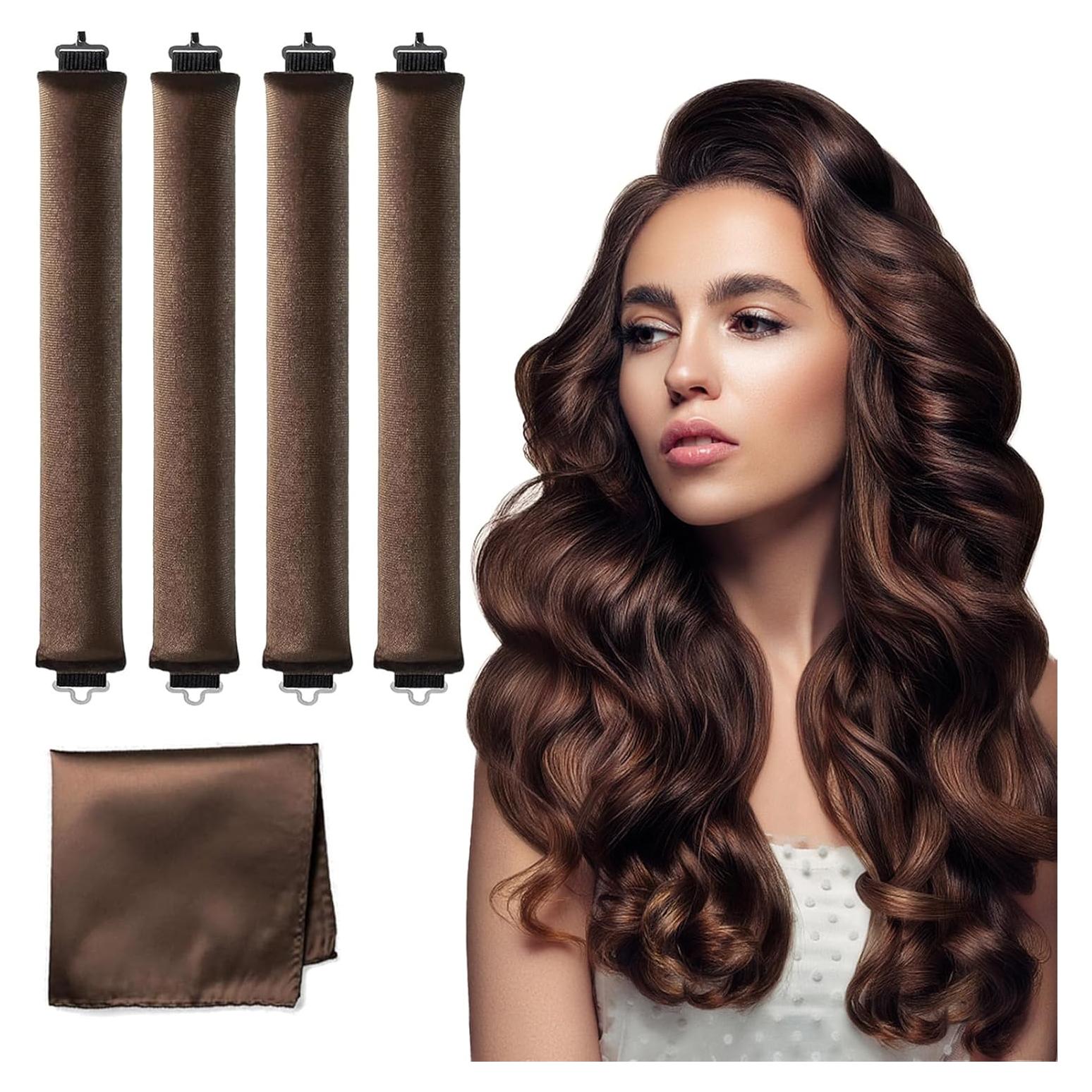 Rizador de Cabello Sin Calor Terciopelo 5PCS Marrón