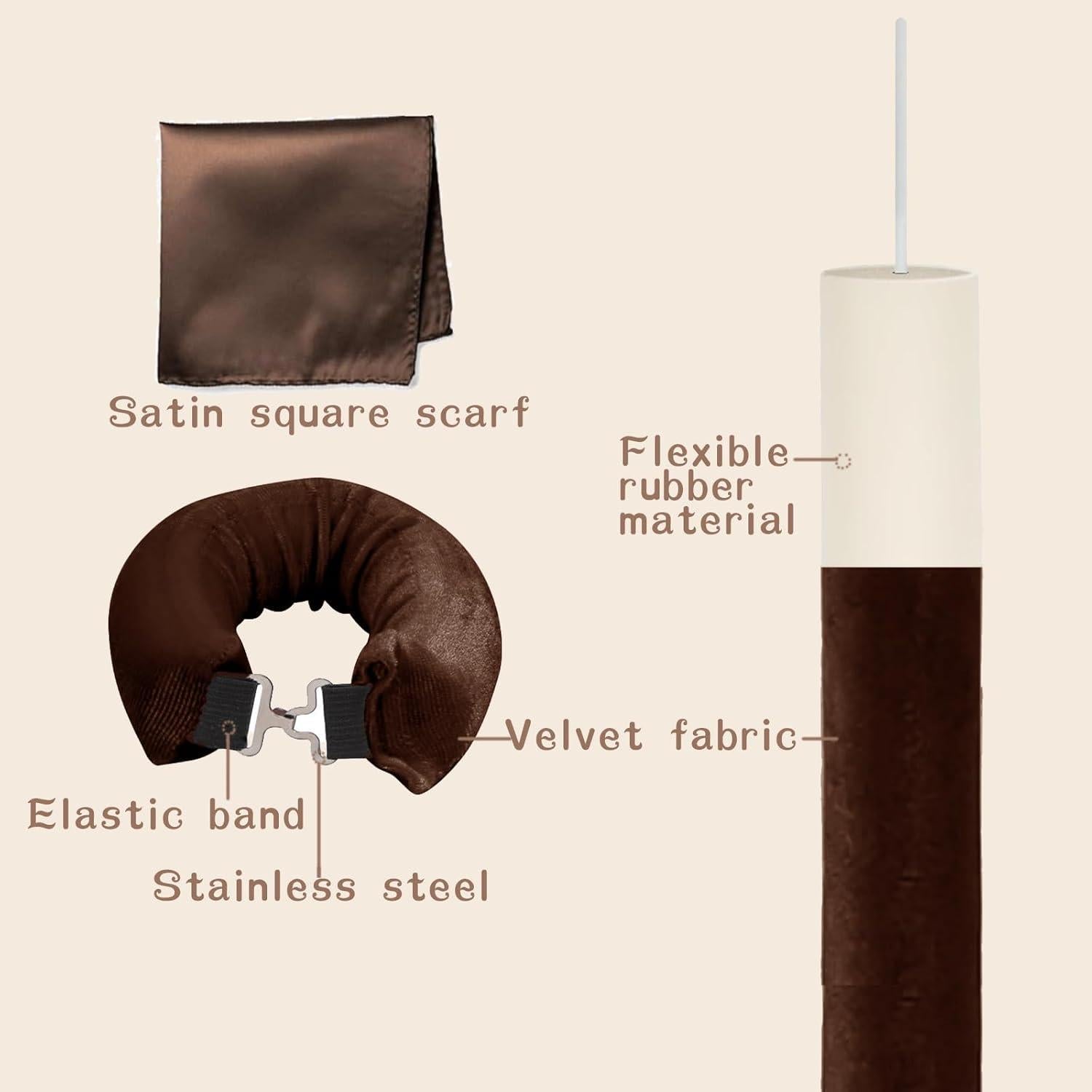 Rizador de Cabello Sin Calor Terciopelo 5PCS Marrón