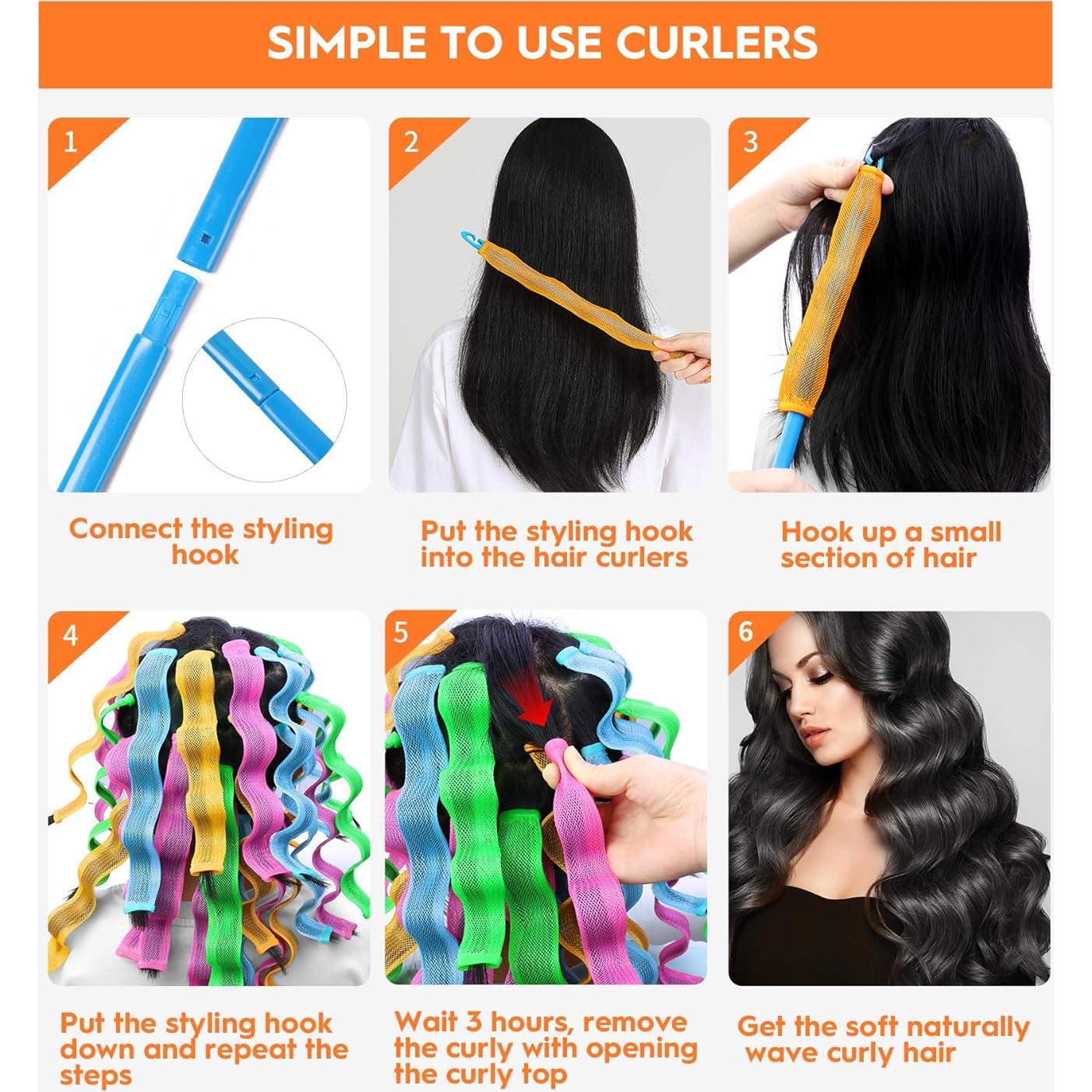 Rizadores de Cabello Sin Calor YEVYO 40 Piezas 25cm