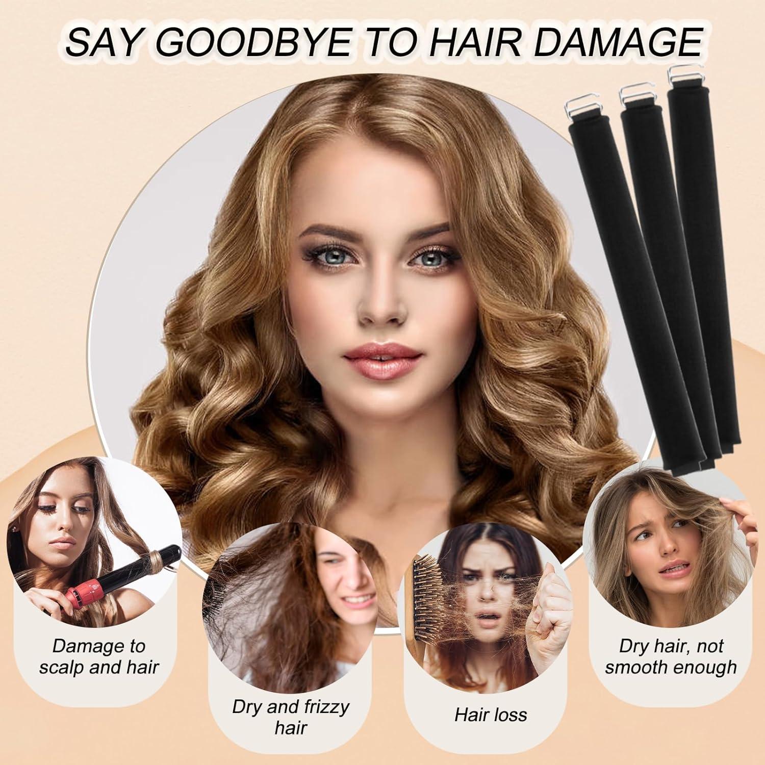 Rizador de Cabello Sin Calor SOIDHSID Negro con Bufanda de Seda