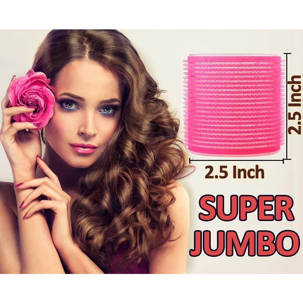 Rulos de Pelo Jumbo Plus BESSEEK - Paquete de 12 Rulos Autoadhesivos