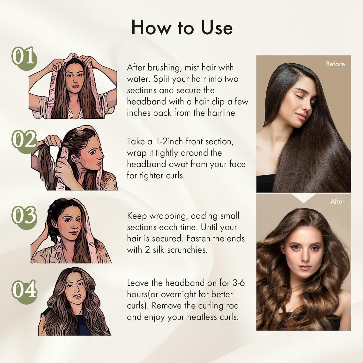 Rizador de Cabello Sin Calor LILYSILK 100% Seda Set 3 Piezas