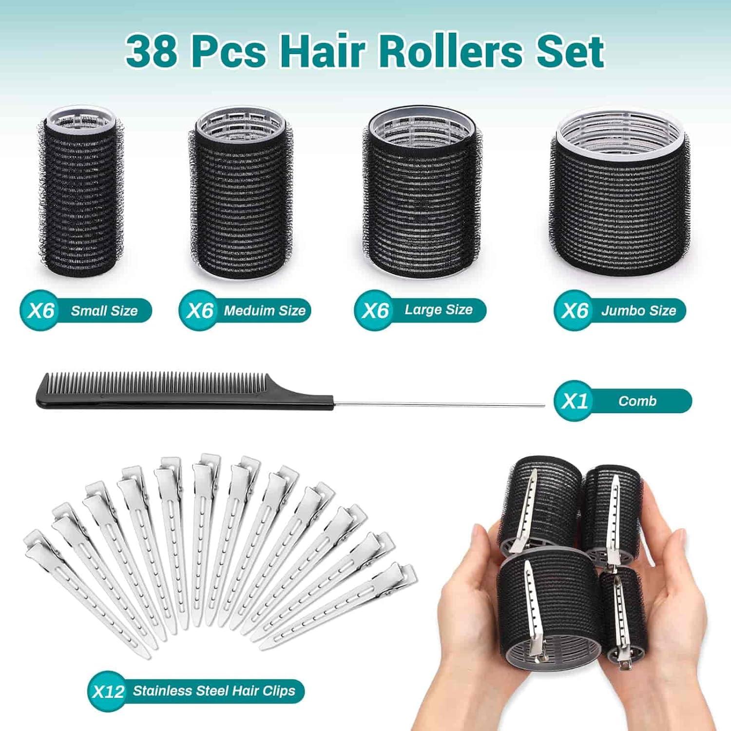 Set de Rodillos para Cabello Acejoz 38 Piezas Autoadhesivos