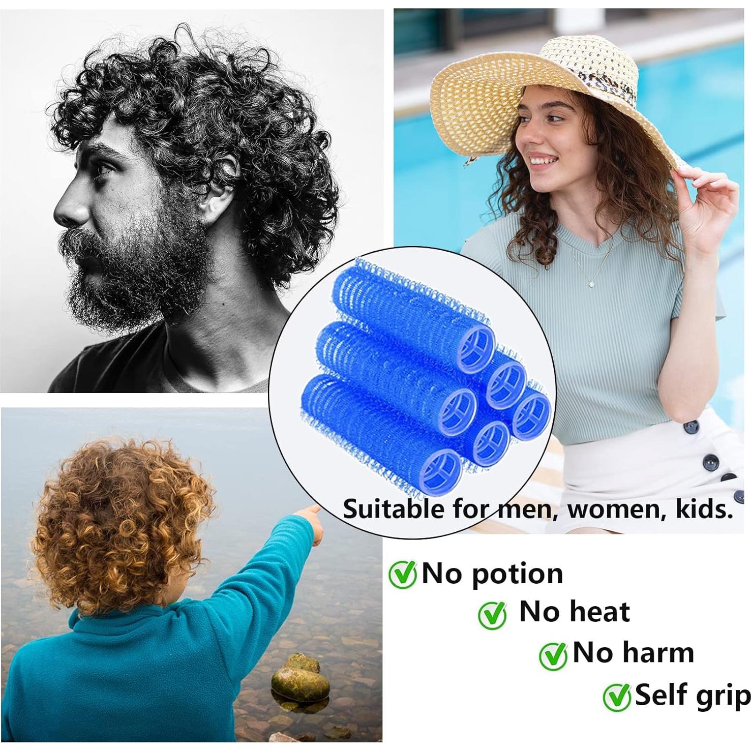 18 Rulos de Pelo Autoadhesivos Sin Calor MOODKEY 2.0x6.1cm