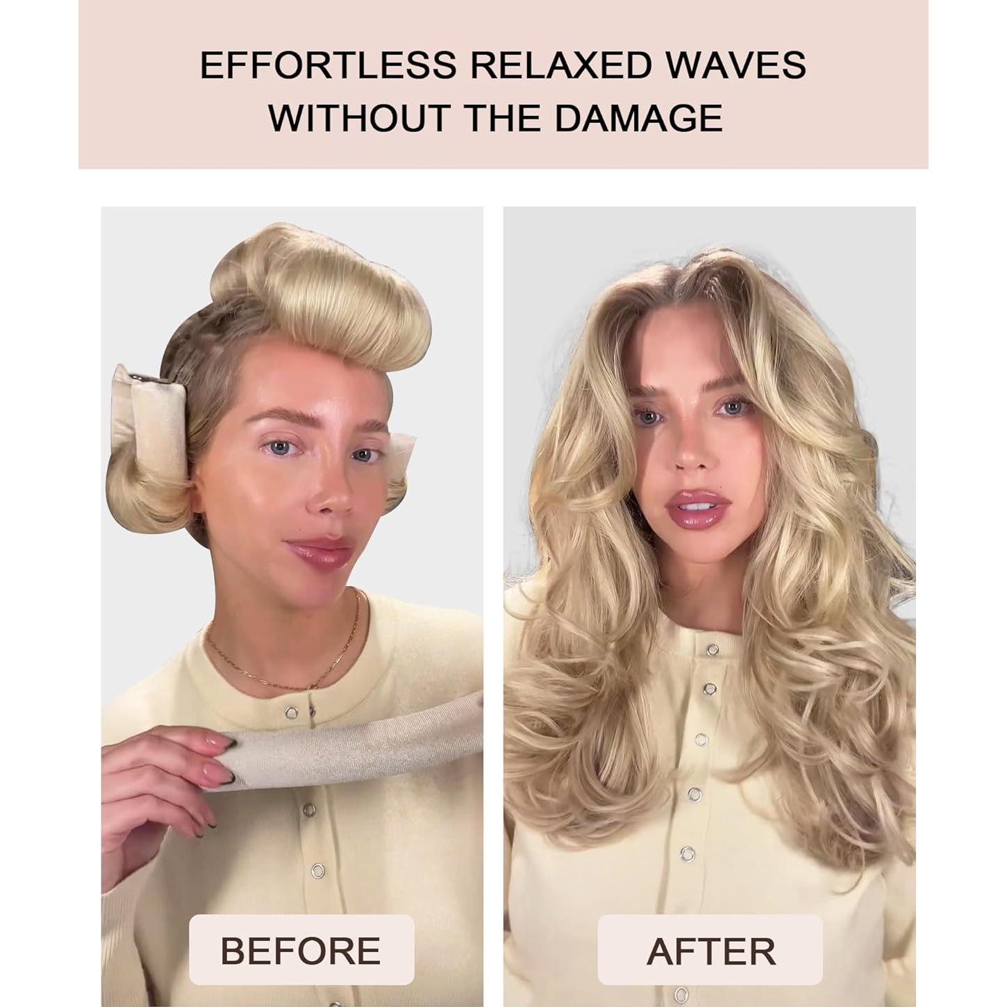 Rulos Sin Calor YOSHUYUKI Jumbo 4 Varillas Terciopelo Azul Marino