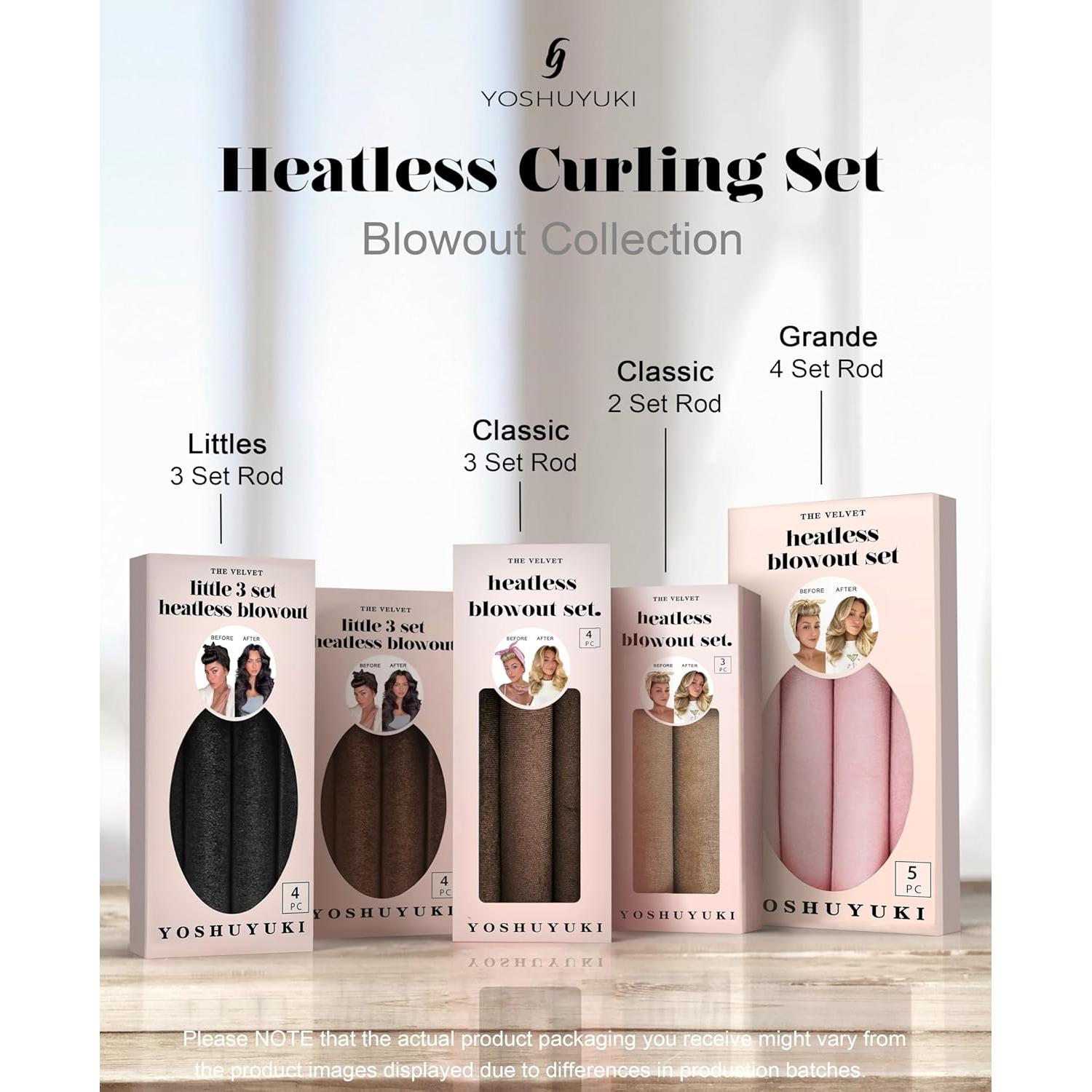 Rulos Sin Calor YOSHUYUKI Jumbo 4 Varillas Terciopelo Azul Marino