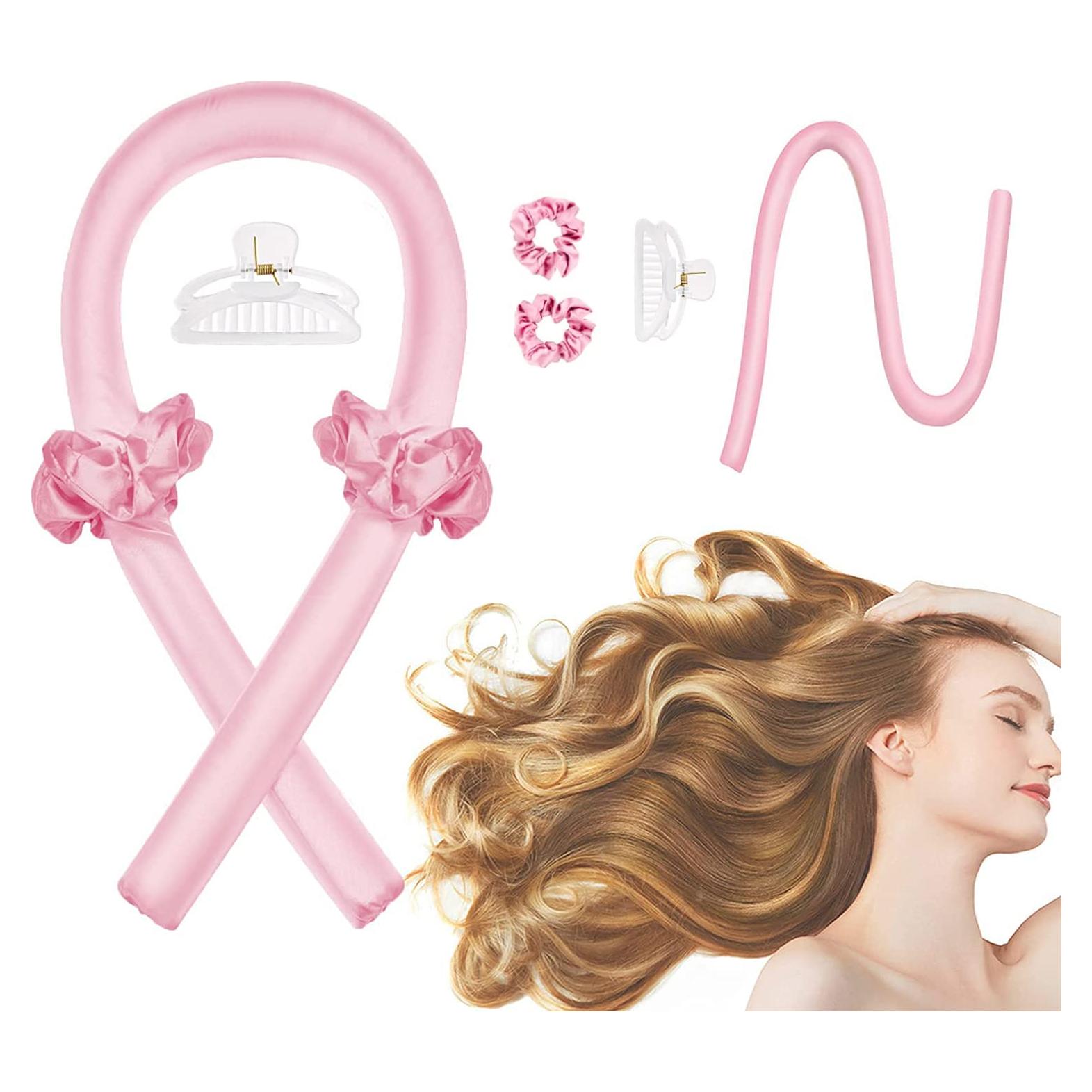 CORATED Banda de Rizado Sin Calor Rosa 100 cm para Cabello