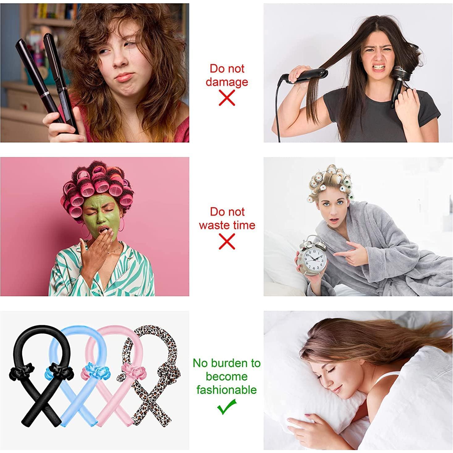 CORATED Banda de Rizado Sin Calor Rosa 100 cm para Cabello