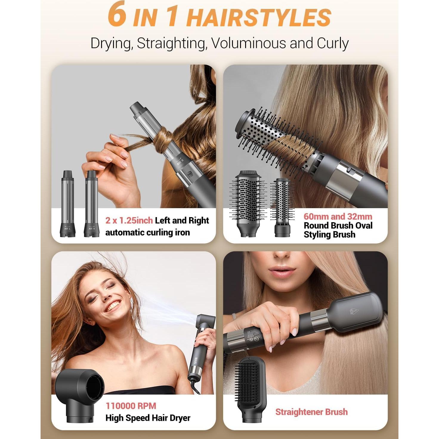 Cepillo Secador de Cabello 6 en 1 IBAYS Profesional 2 kg