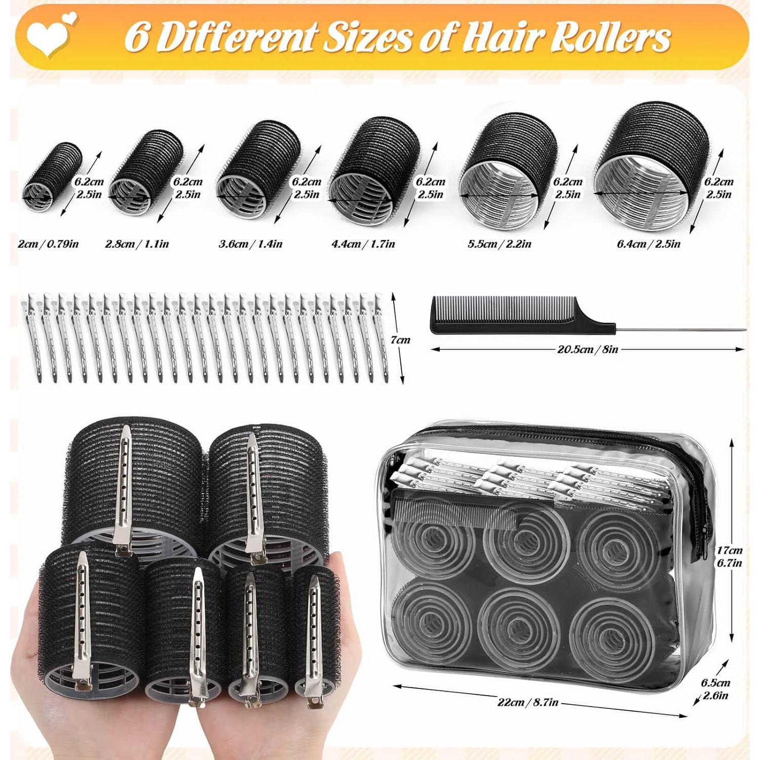 Rulos Autoadhesivos Tetutor 62 Piezas 6 Tamaños para Cabello