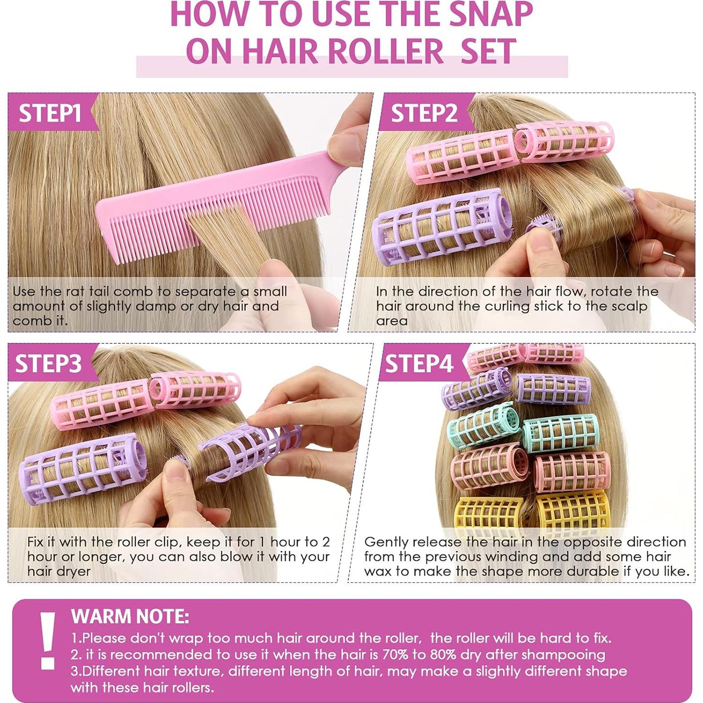 Rulos de Pelo de Plástico WILLBOND 36 Piezas 5 Tamaños