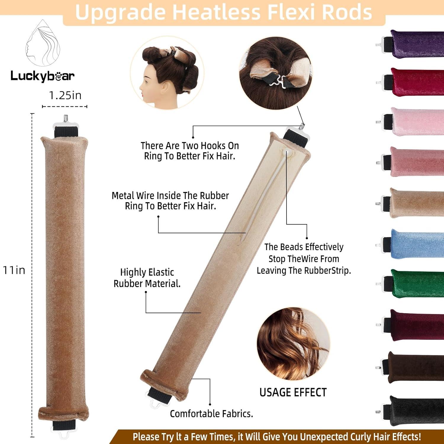 Rulos de Pelo Sin Calor Luckybear Jumbo 3pcs Caqui