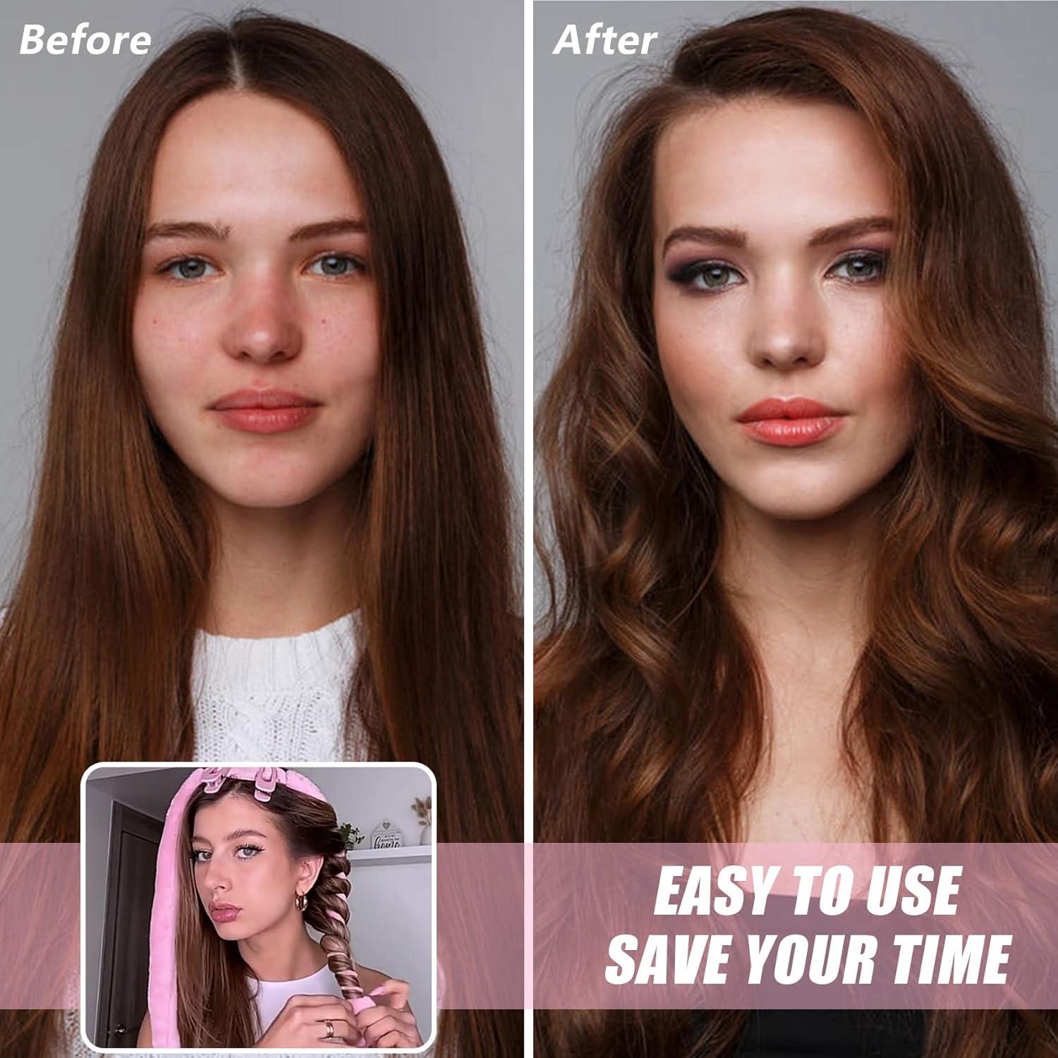 Rizador de Cabello Sin Calor HRYYDS Rosa para Cabello Largo