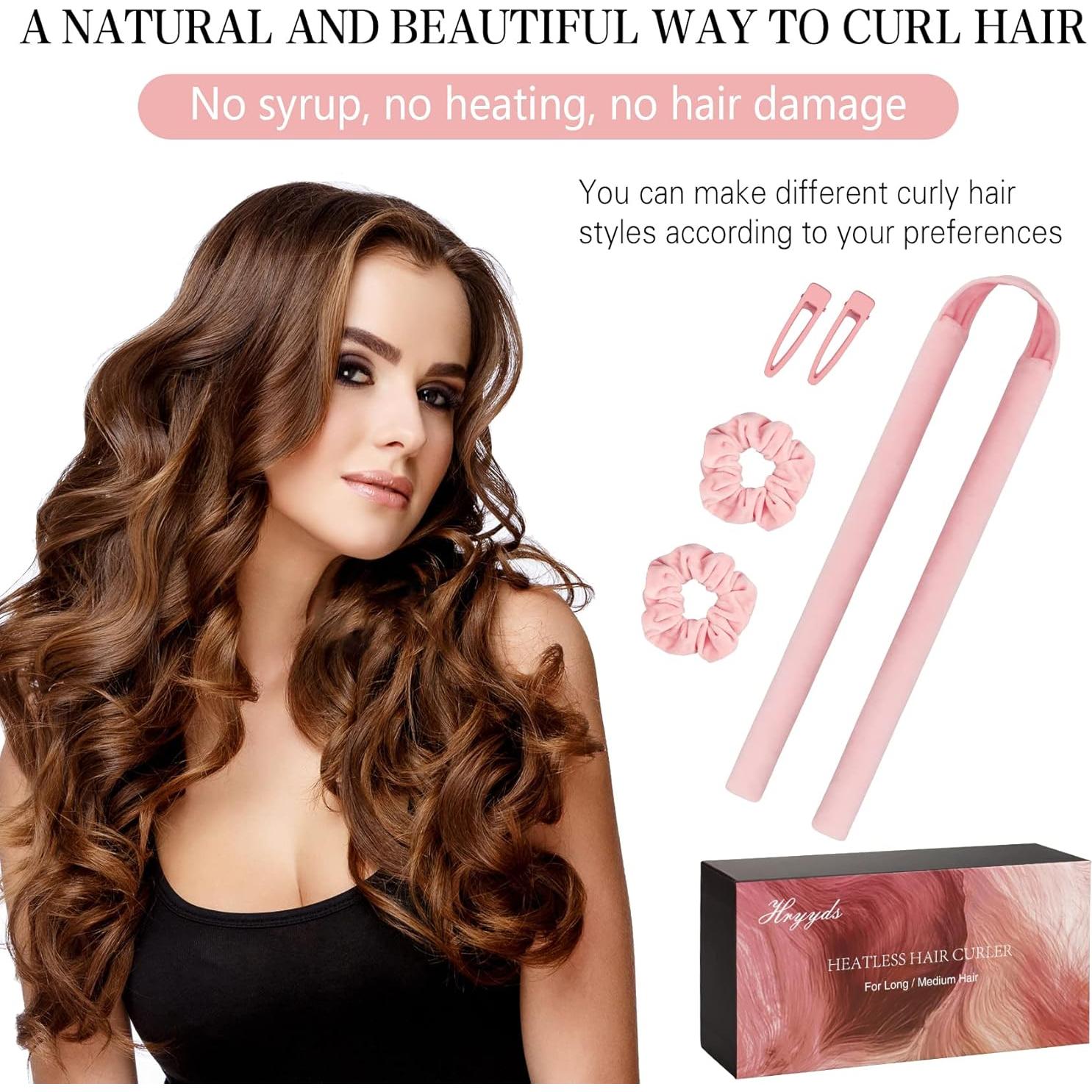 Rizador de Cabello Sin Calor HRYYDS Rosa para Cabello Largo