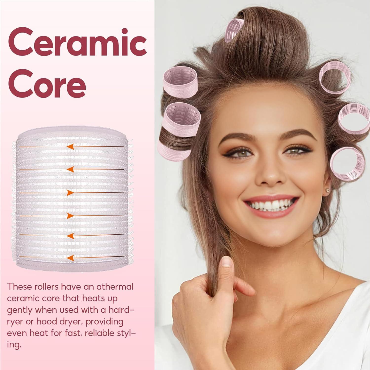 Rodillos de Pelo HYOUJIN 18 Piezas Cerámicos Autoadhesivos