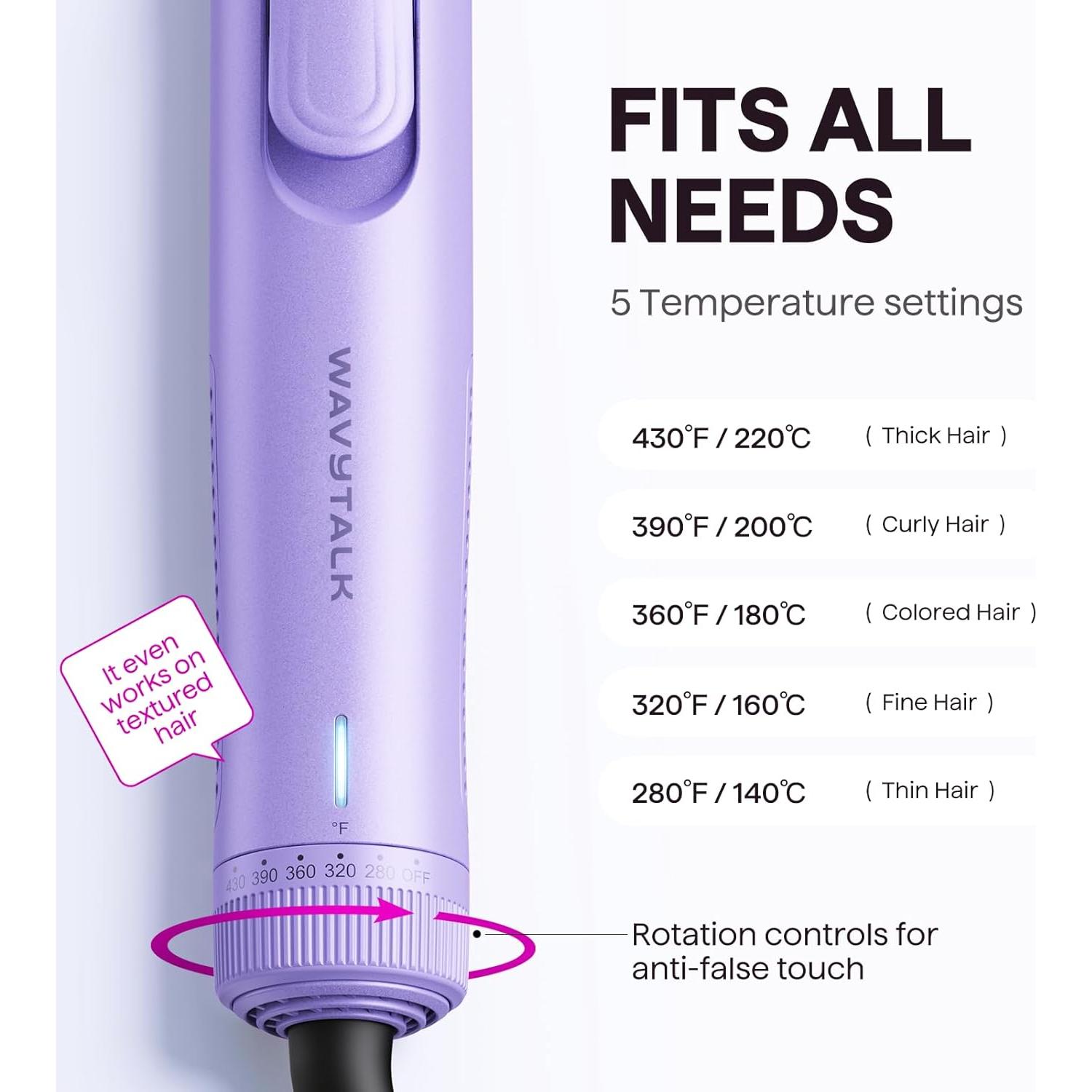 Rizador de Cabello Wavytalk Airflow Styler 2 en 1 3.18 cm Púrpura