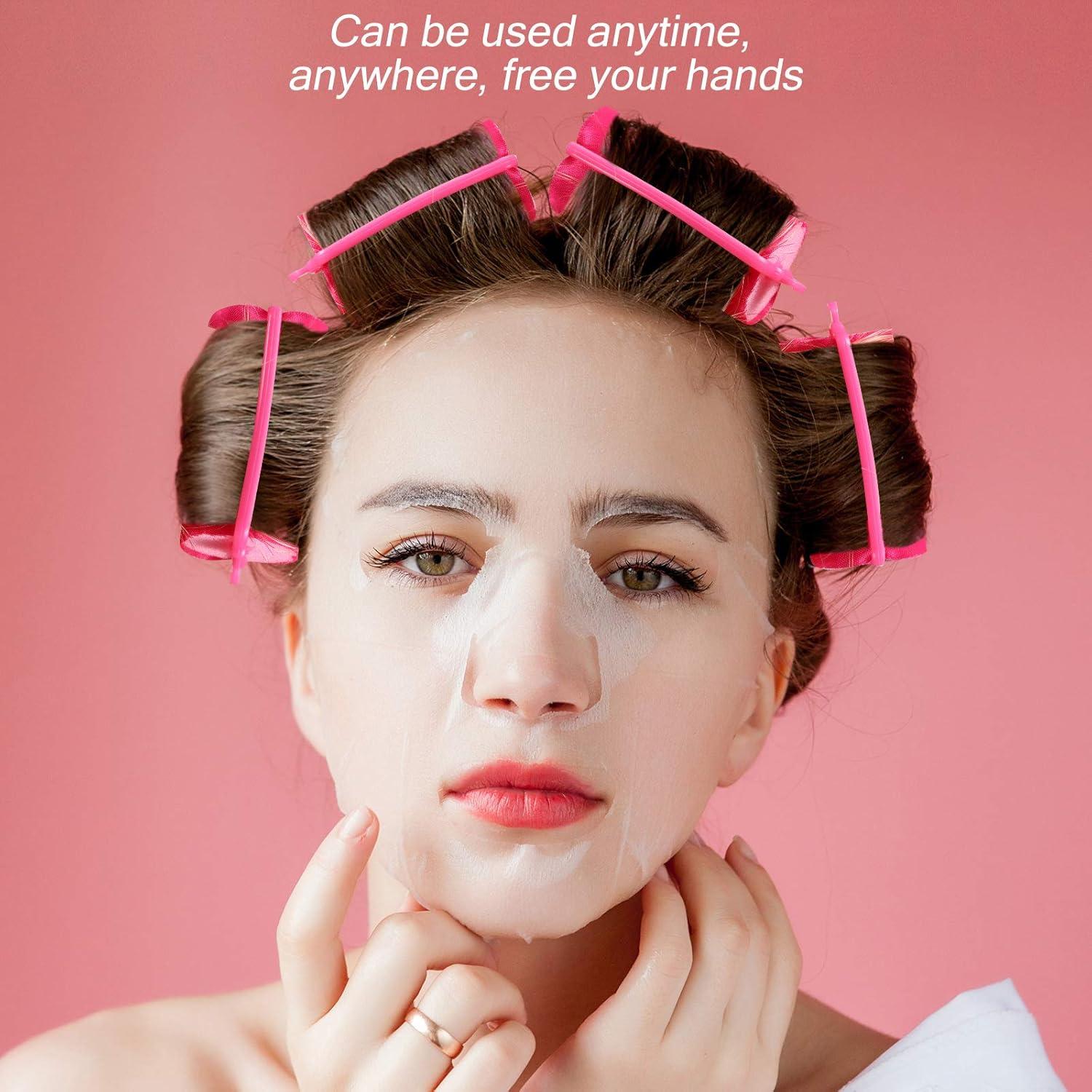 Juego de 40 Rulos de Espuma de Satén Rojo Rosa con Clips