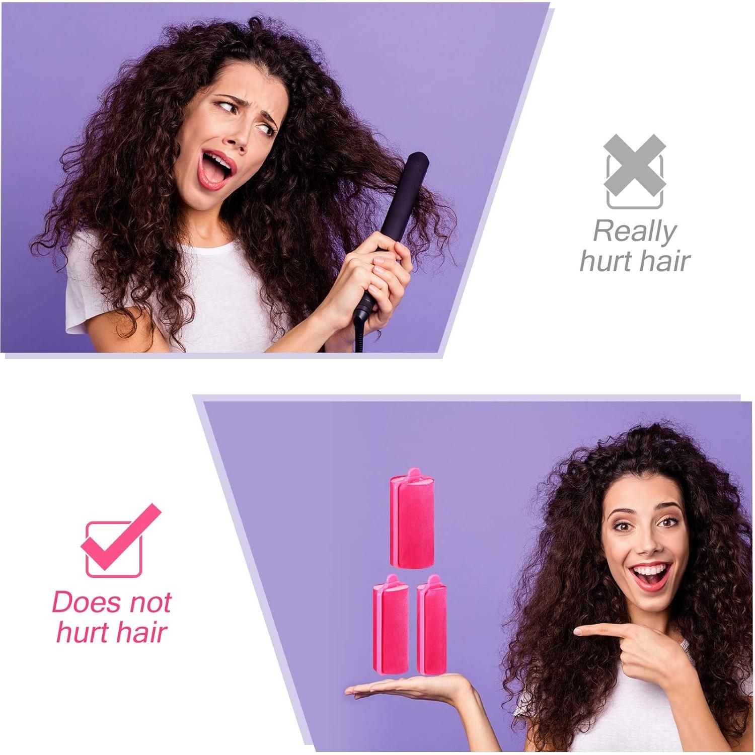 Juego de 40 Rulos de Espuma de Satén Rojo Rosa con Clips