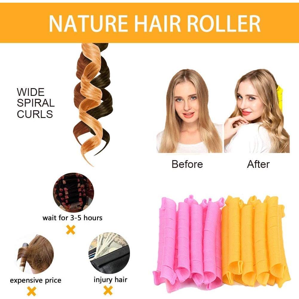 48 Rulos para Cabello Sin Calor Nerjan 30 cm - Espiral y Onda