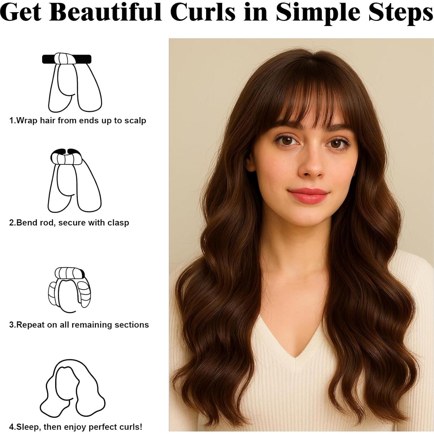 Juego de Rulos Sin Calor ZHENSILK - 4 Varillas de Terciopelo