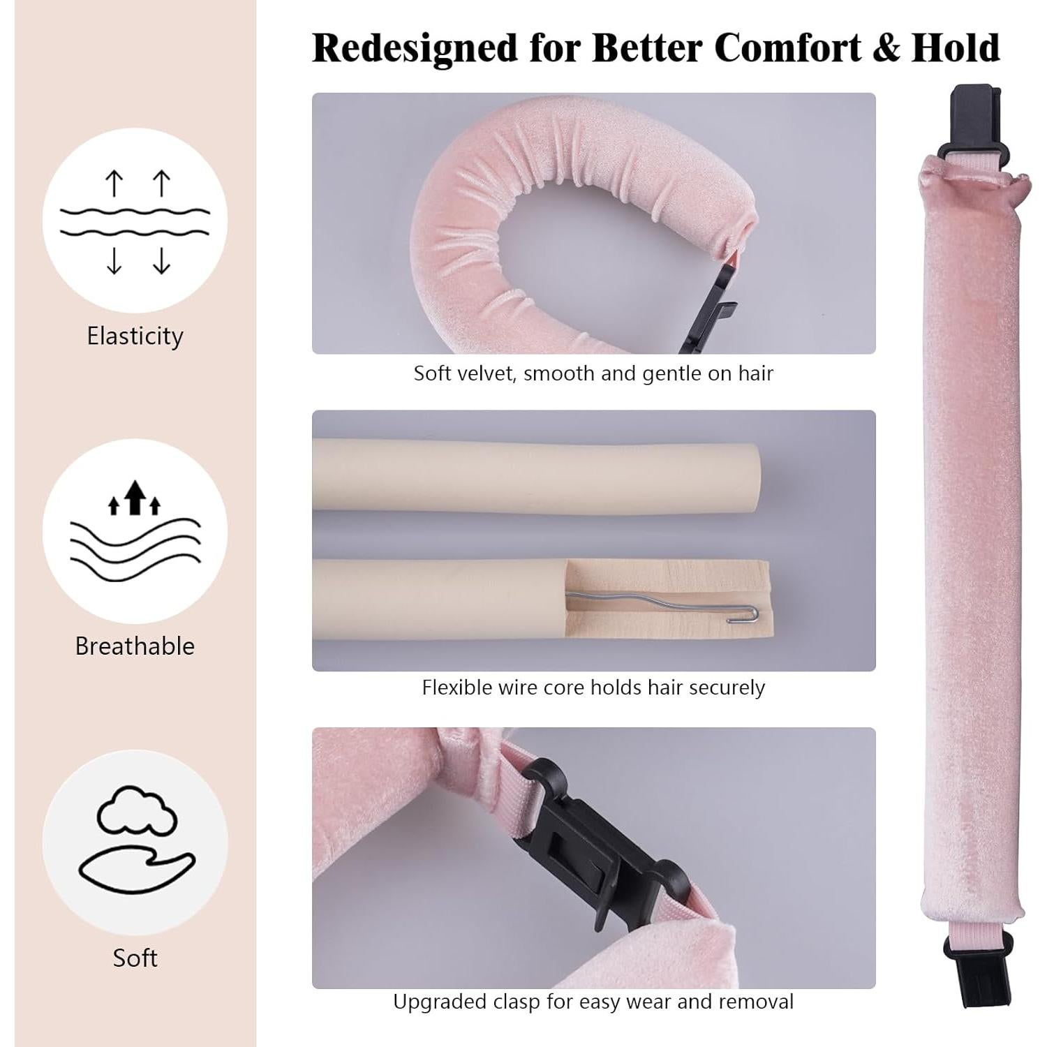 Juego de Rulos Sin Calor ZHENSILK - 4 Varillas de Terciopelo