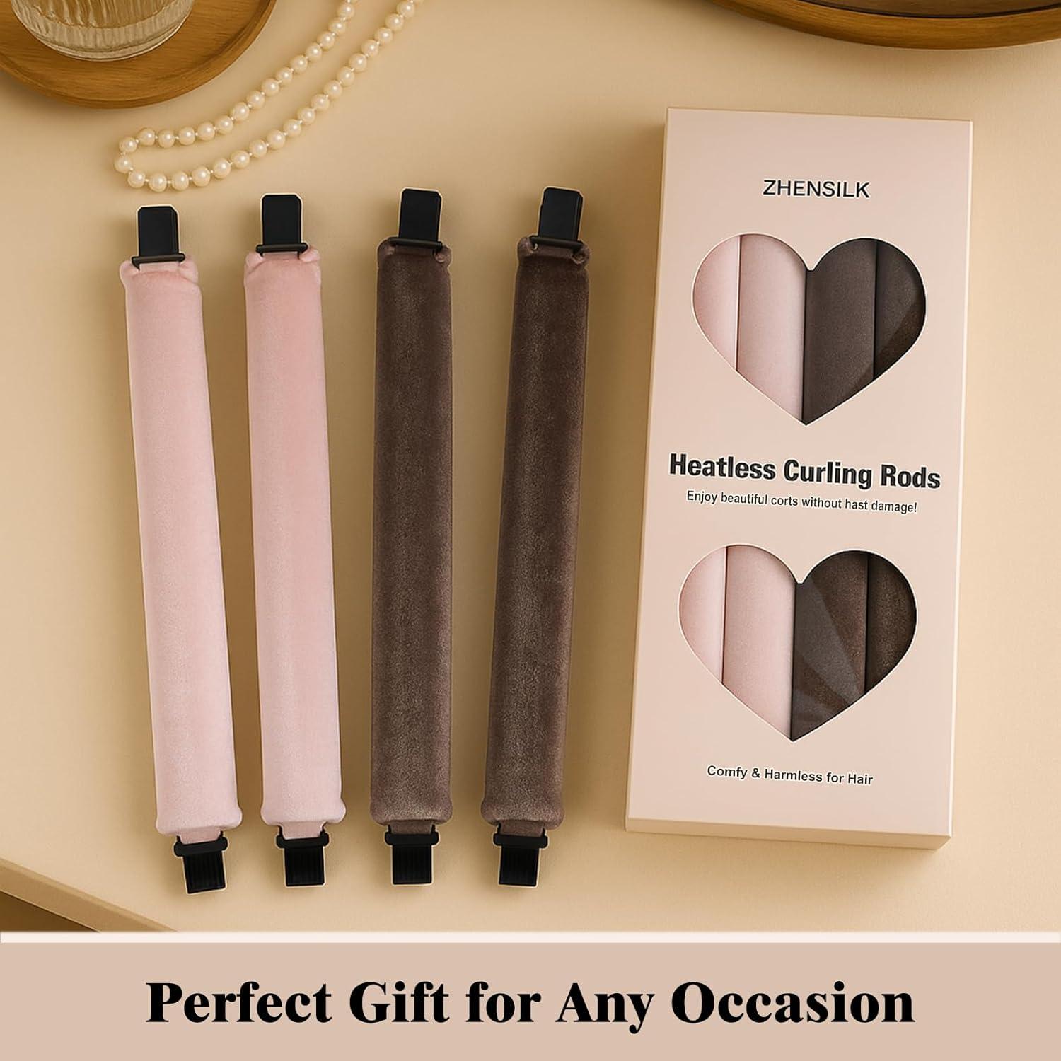 Juego de Rulos Sin Calor ZHENSILK - 4 Varillas de Terciopelo