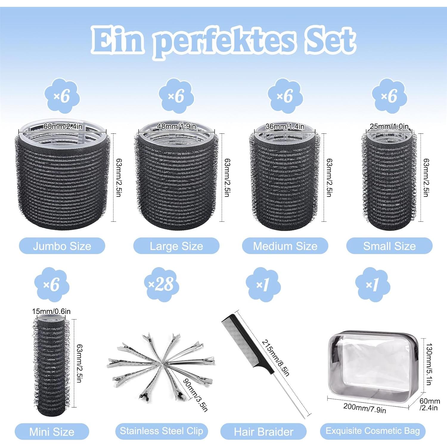 Juego de 60 Rulos para Cabello BELICOO con 28 Clips Metálicos