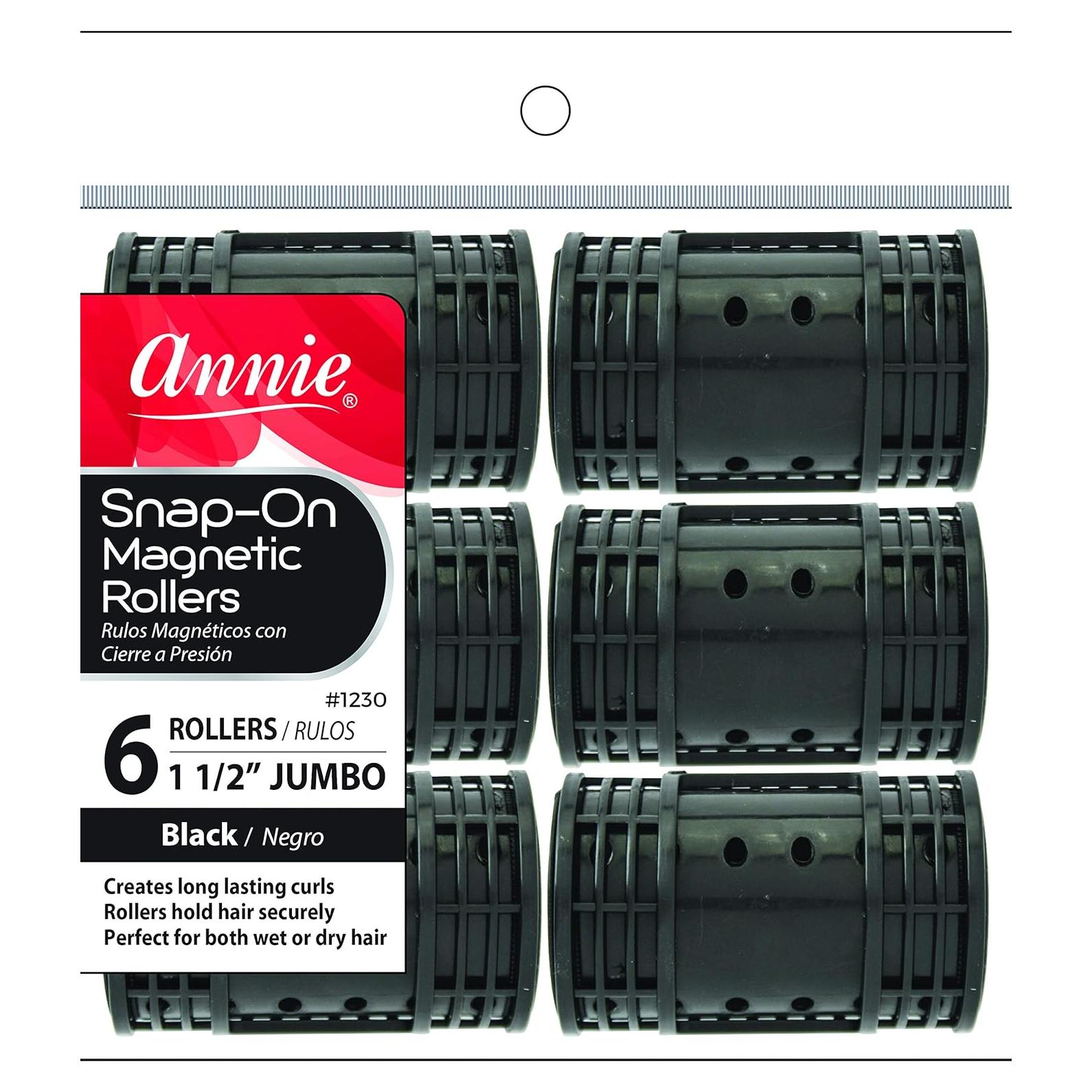 Rodillos Magnéticos Annie 1.27 cm Negro 6 Pack