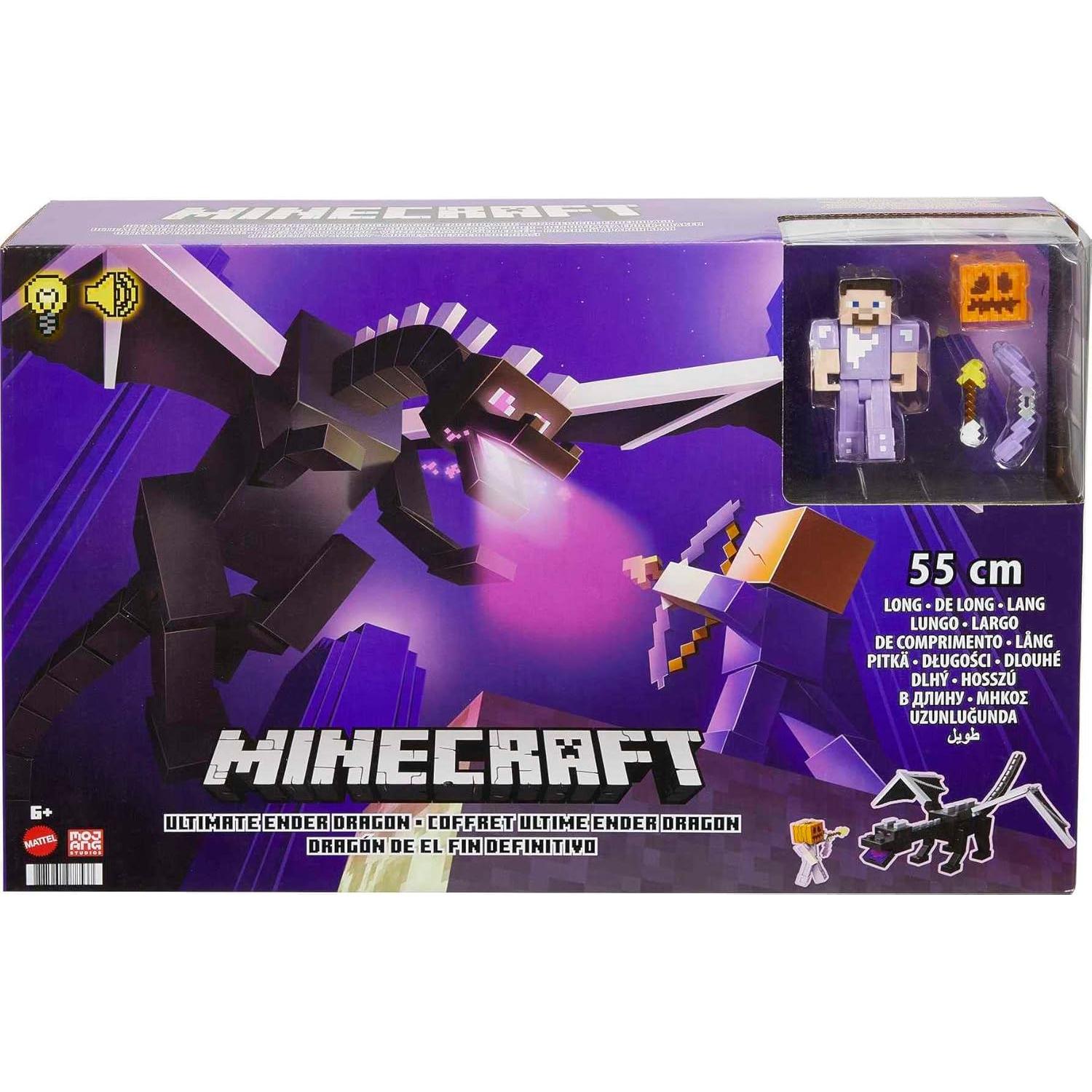 Figura Dragón Final Mattel Minecraft 50.8 cm + Steve 8.26 cm