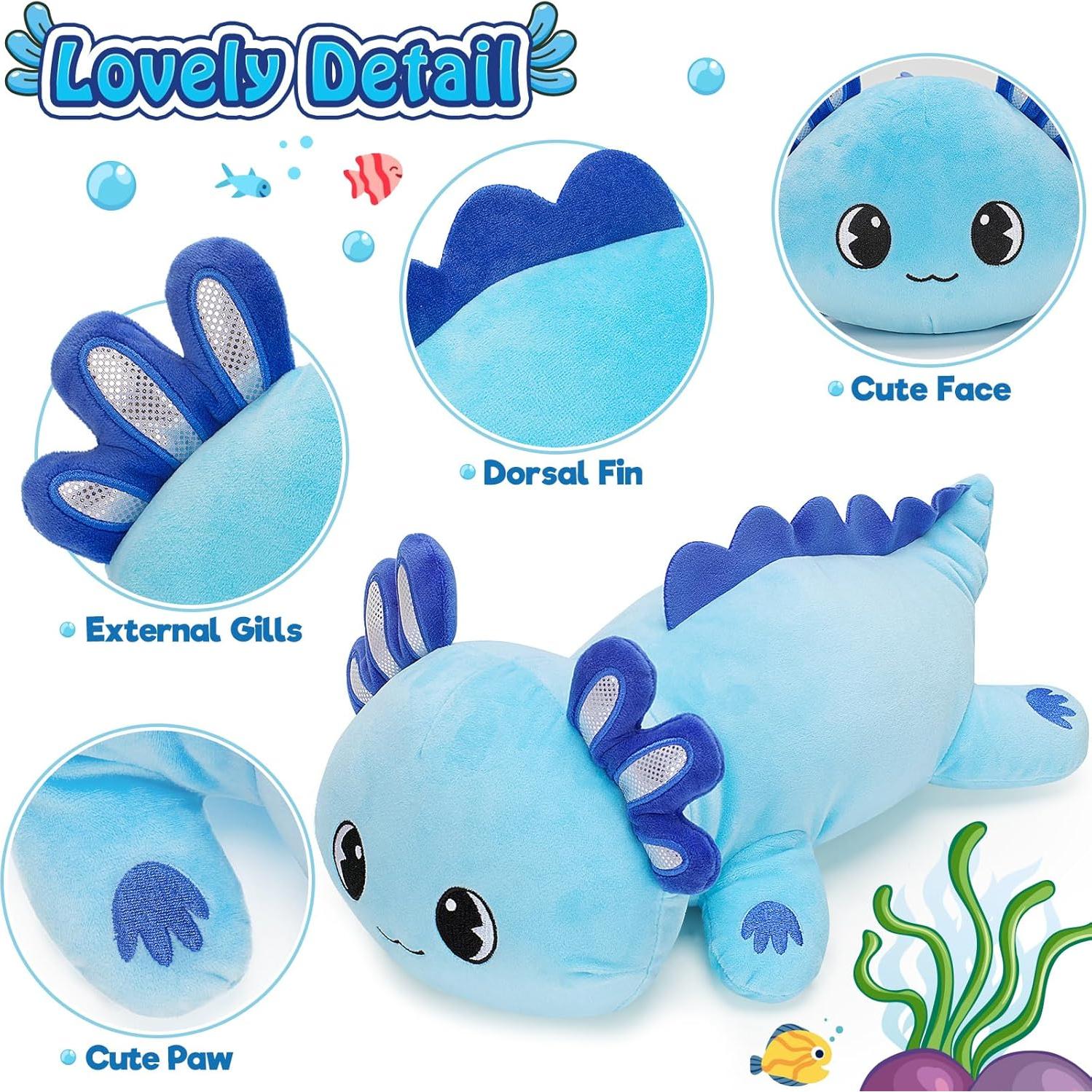Peluche Axolote Azul Officygnet 33 cm Suave Kawaii