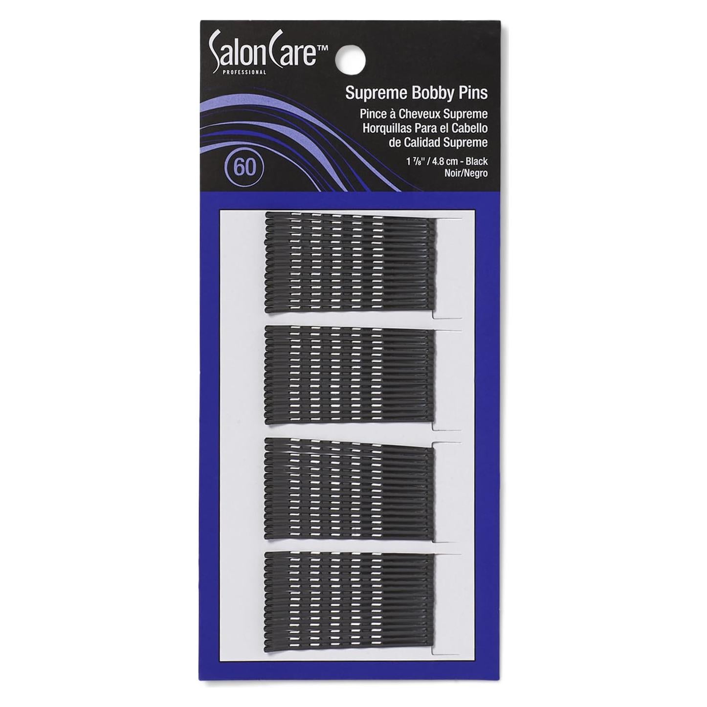 Pinzas para Cabello Profesionales Salon Care Supreme Negras 60 Unidades