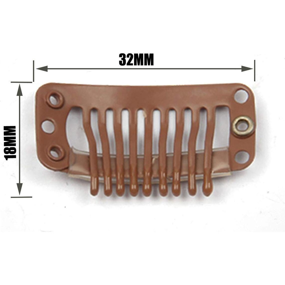 20 Clips de Metal para Extensiones de Cabello JFFX 32mm Marrón Claro