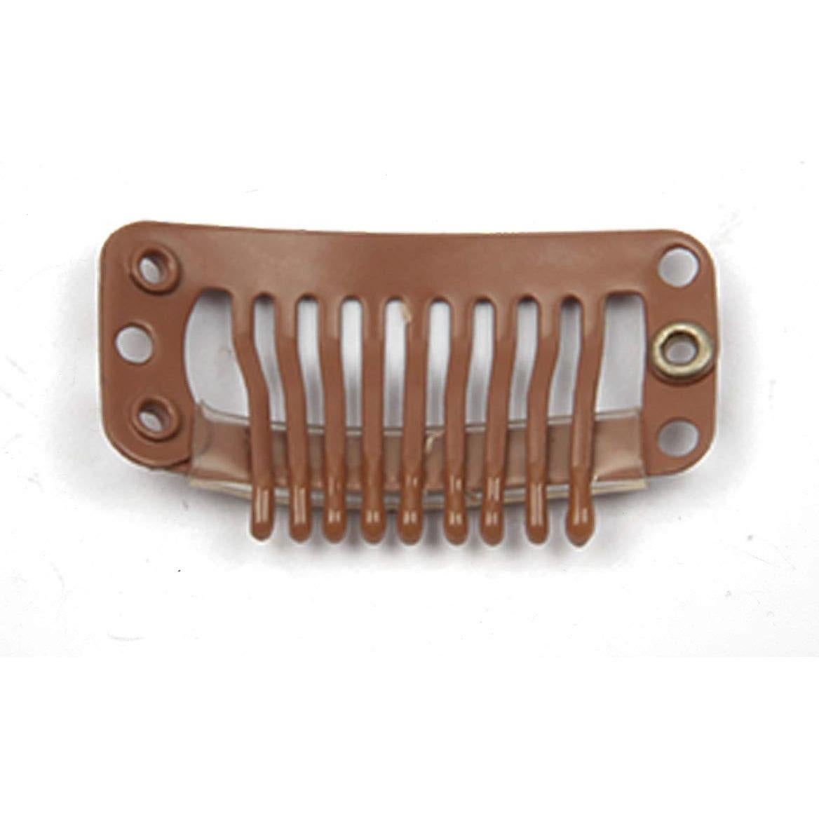 20 Clips de Metal para Extensiones de Cabello JFFX 32mm Marrón Claro