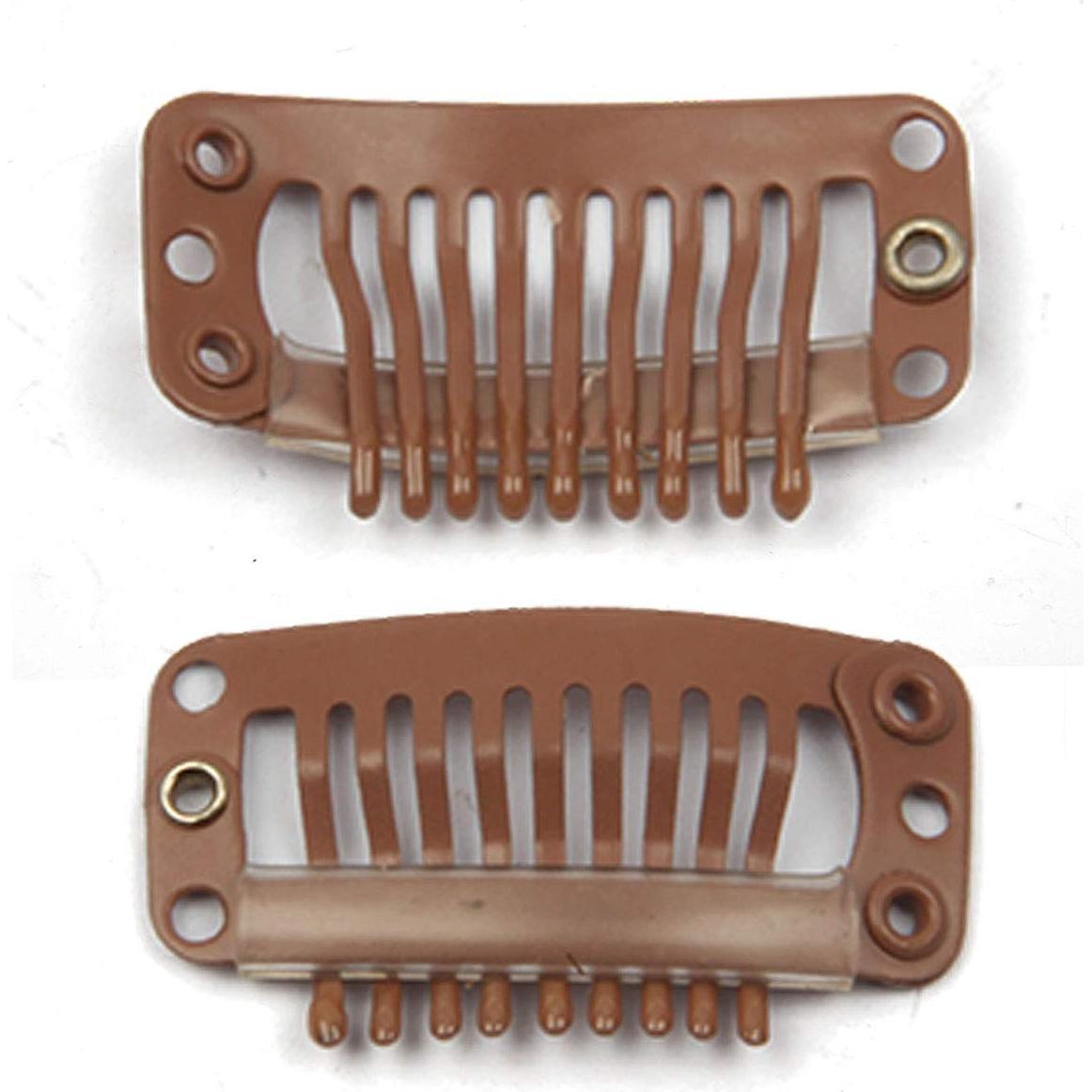 20 Clips de Metal para Extensiones de Cabello JFFX 32mm Marrón Claro