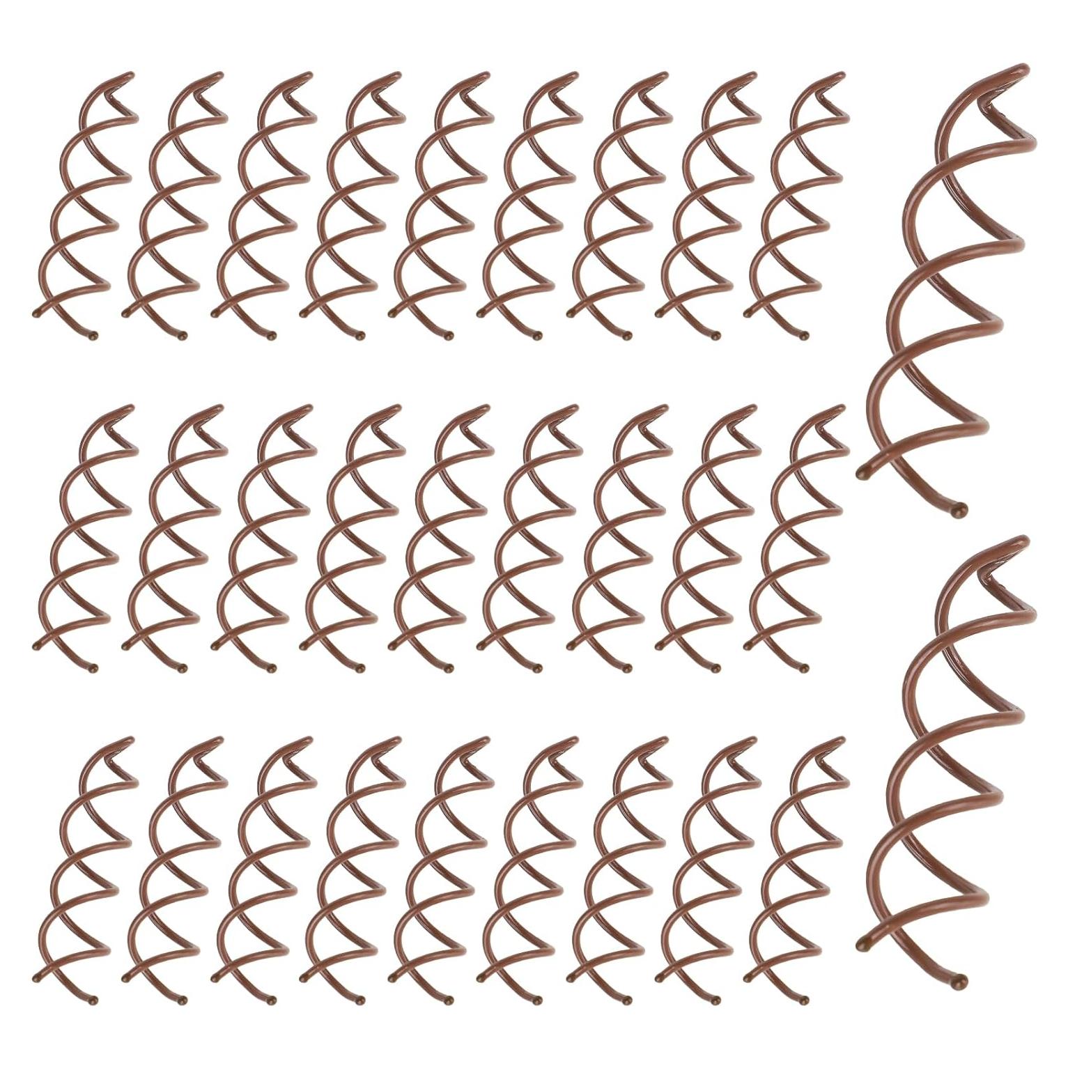 30 Pasadores de Cabello Espiral Marrones SynHHergyx 5 cm