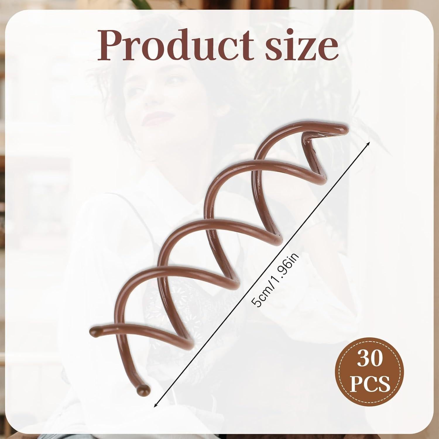 30 Pasadores de Cabello Espiral Marrones SynHHergyx 5 cm