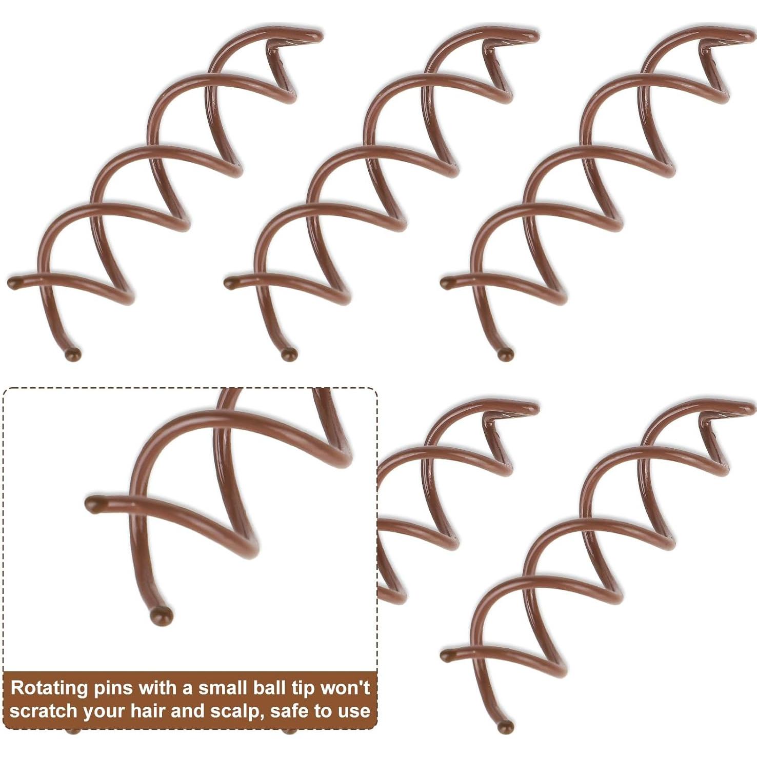 30 Pasadores de Cabello Espiral Marrones SynHHergyx 5 cm