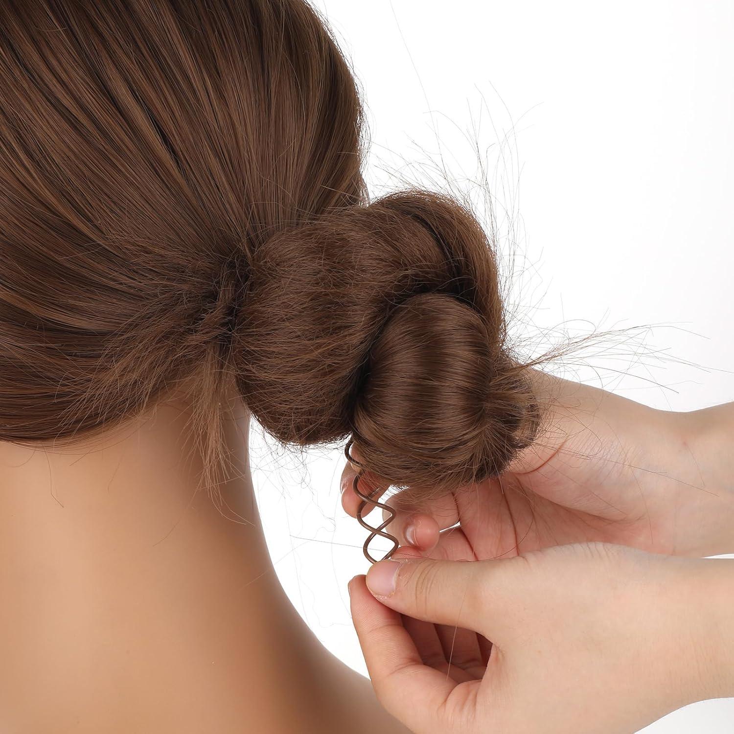 30 Pasadores de Cabello Espiral Marrones SynHHergyx 5 cm