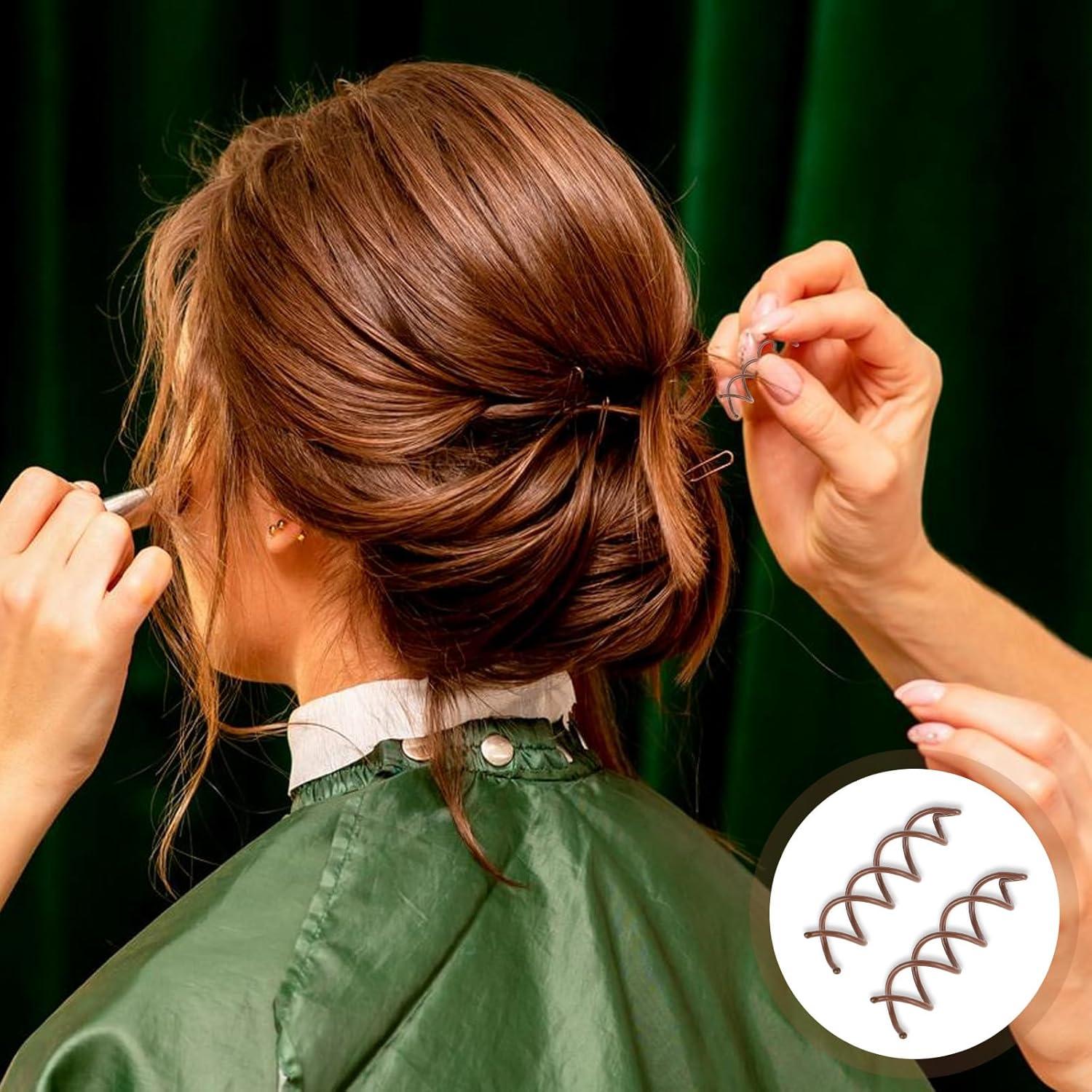 30 Pasadores de Cabello Espiral Marrones SynHHergyx 5 cm