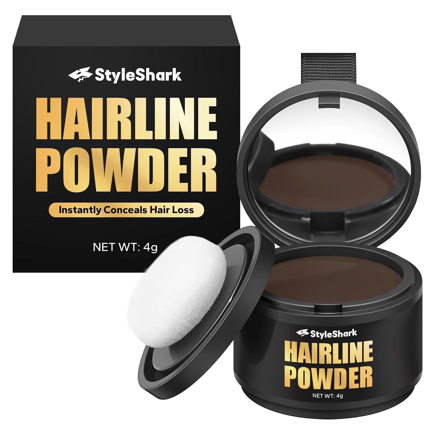 Polvo para Cabello StyleShark Marrón Oscuro 40g - A Prueba de Sudor