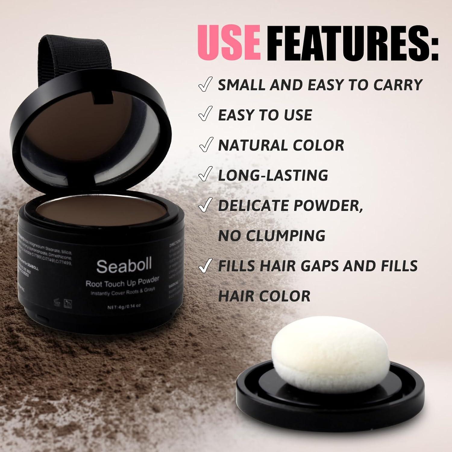 Polvo Retoque Raíces Seaboll 40g B-Marrón Medio A Prueba de Manchas