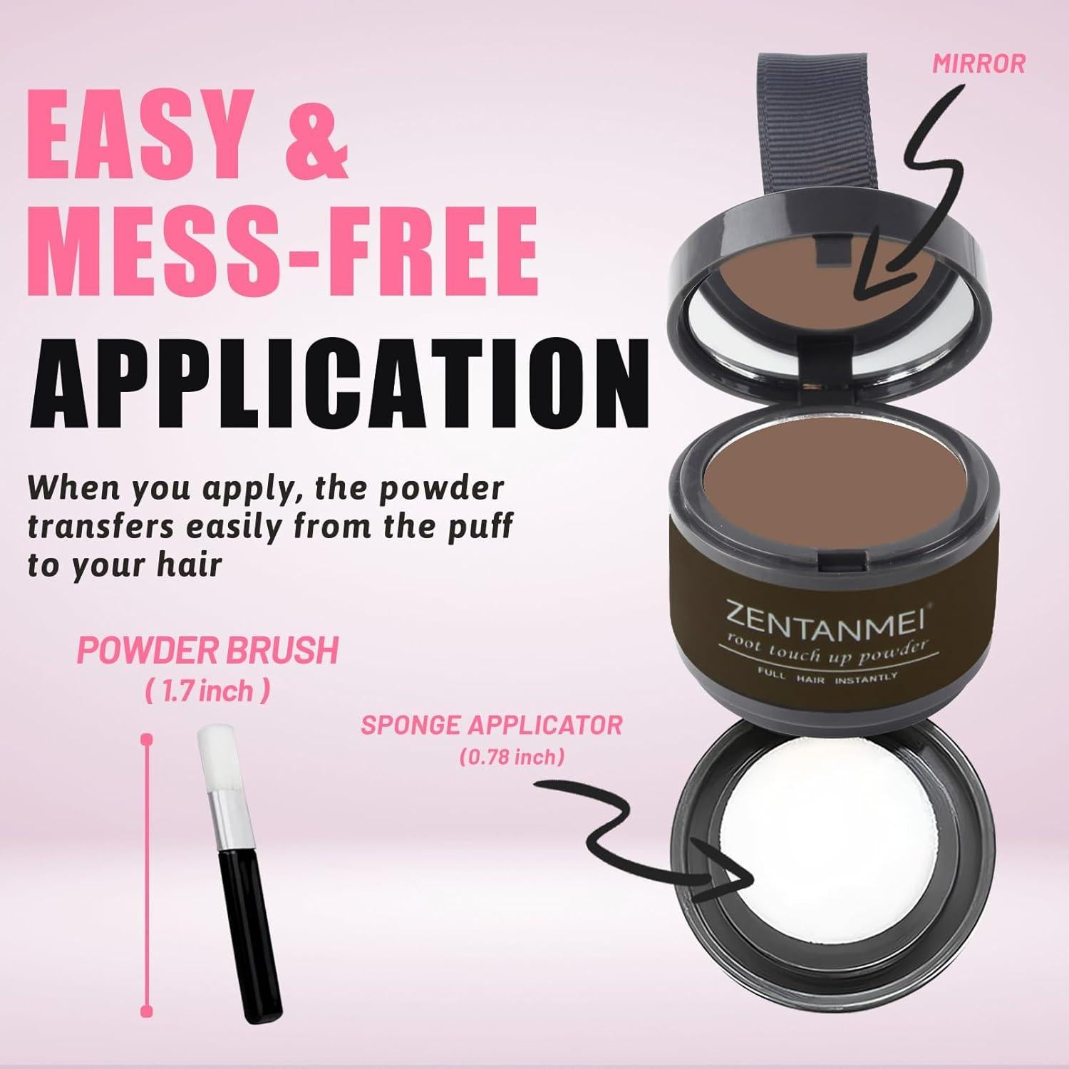 Polvo Retoque Raíces ZENTANMEI Castaño Rojizo 4g - A prueba de Sudor