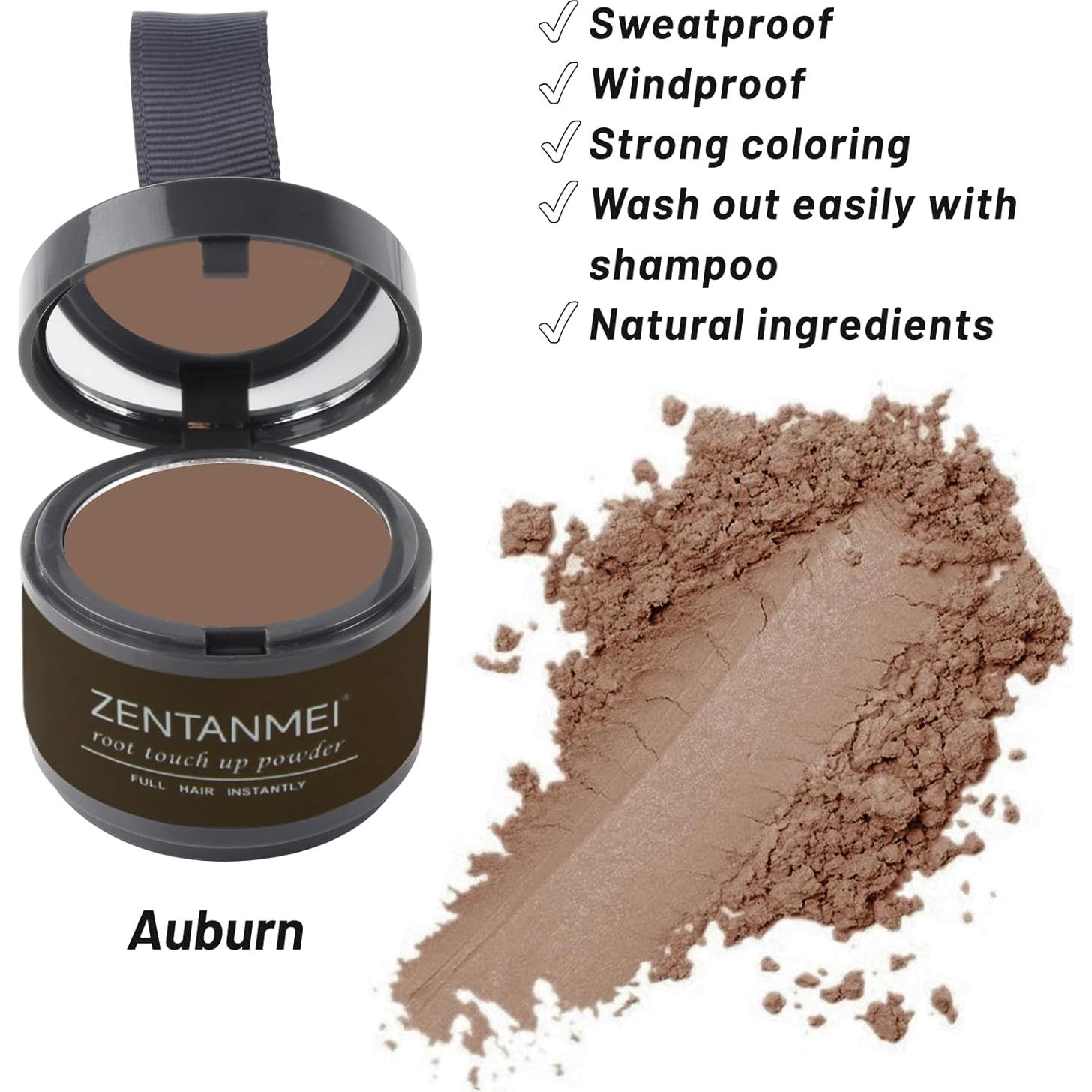 Polvo Retoque Raíces ZENTANMEI Castaño Rojizo 4g - A prueba de Sudor