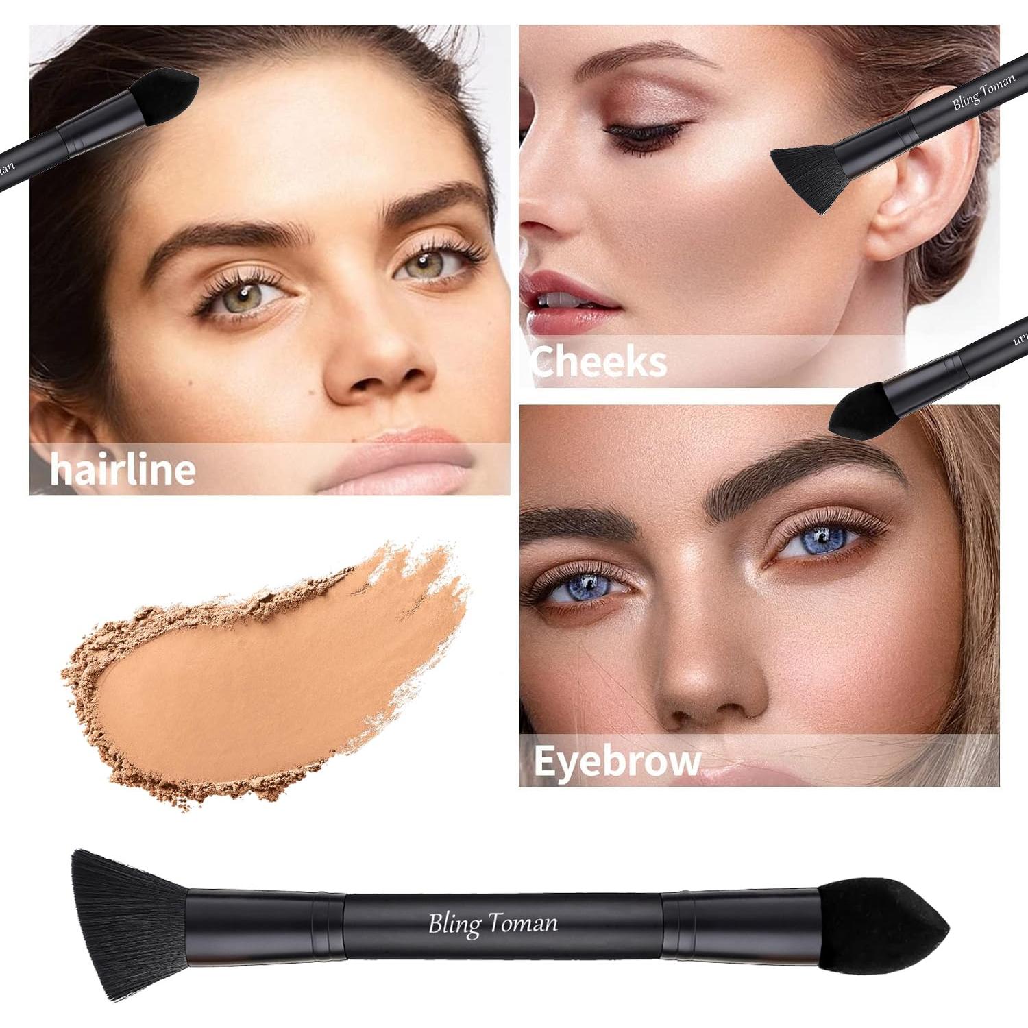 Brocha de Polvo para Cabello Doble Lado Bling Toman Negra