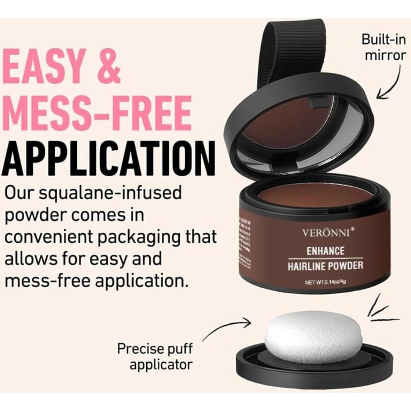 Polvo de Sombra para Línea del Cabello QIQIG 32g Marrón Claro