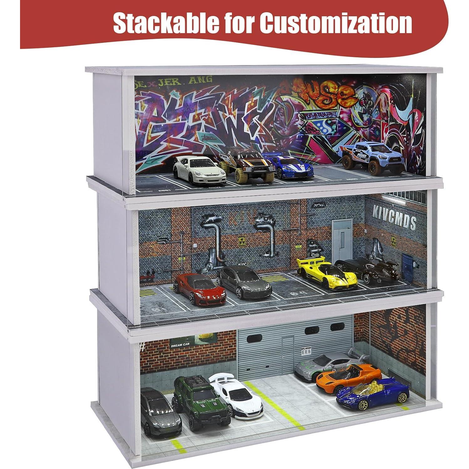 Vitrina para Hot Wheels Saichotoy Garaje 1:64 con LED Verde