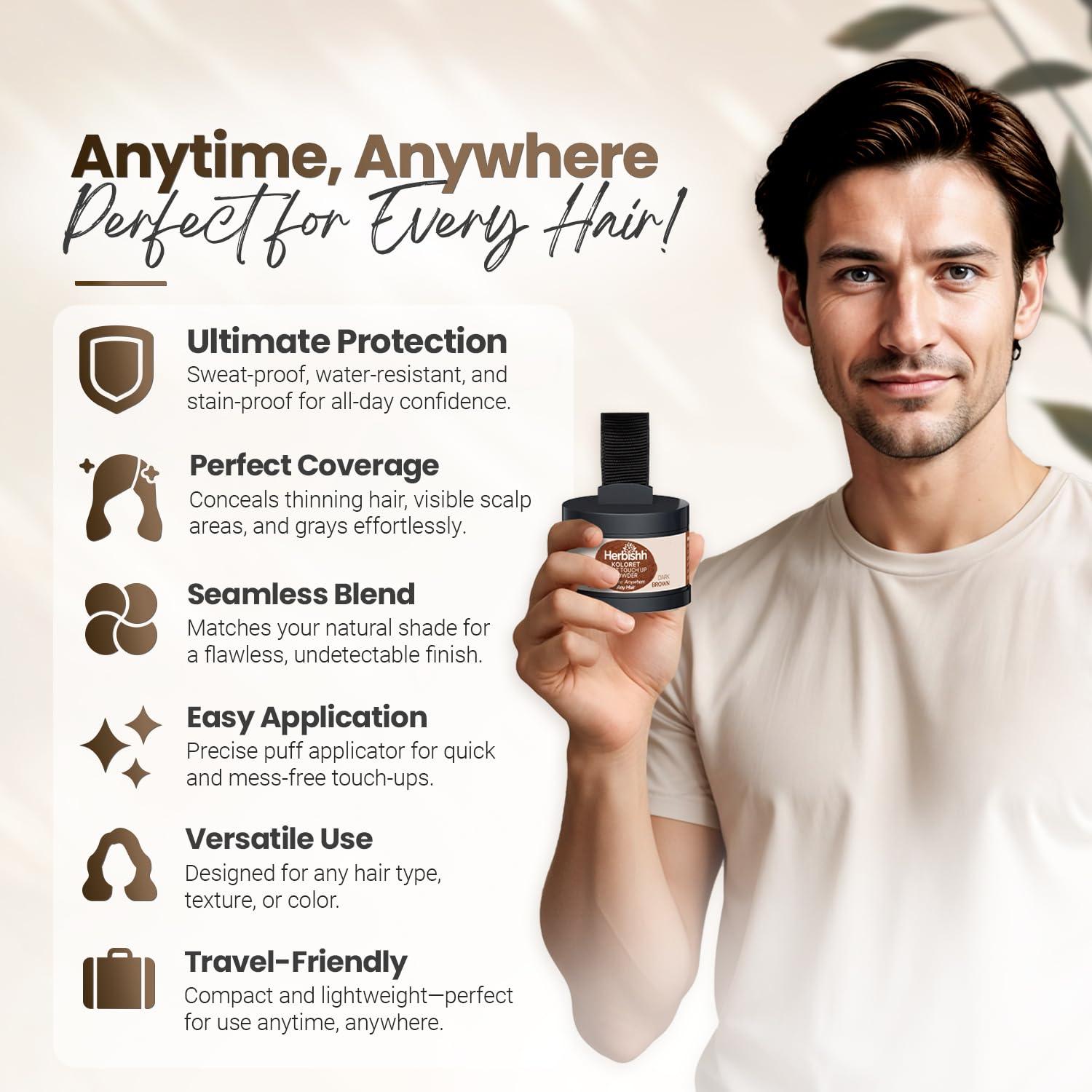 Koloret Polvo para Retocar Raíces Marrón Oscuro 40g - Cubierta Instantánea