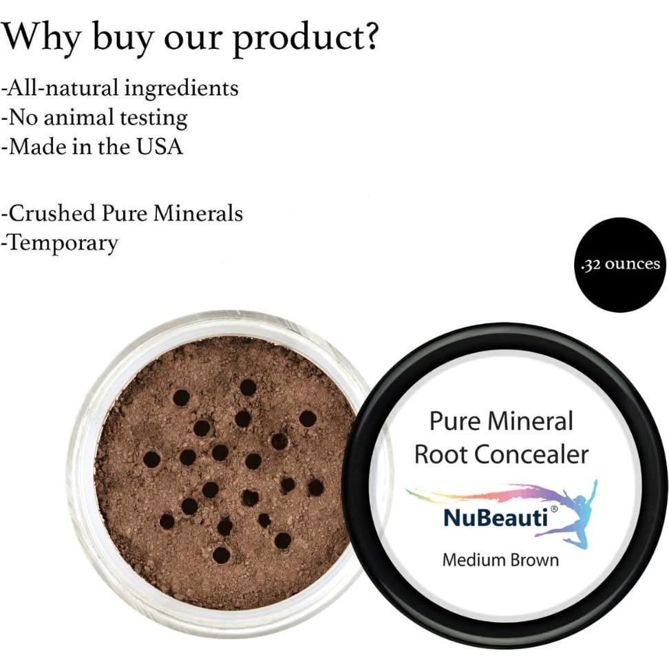Polvo Retoque Raíces NuBeauti 18g - Marrón Medio, Natural